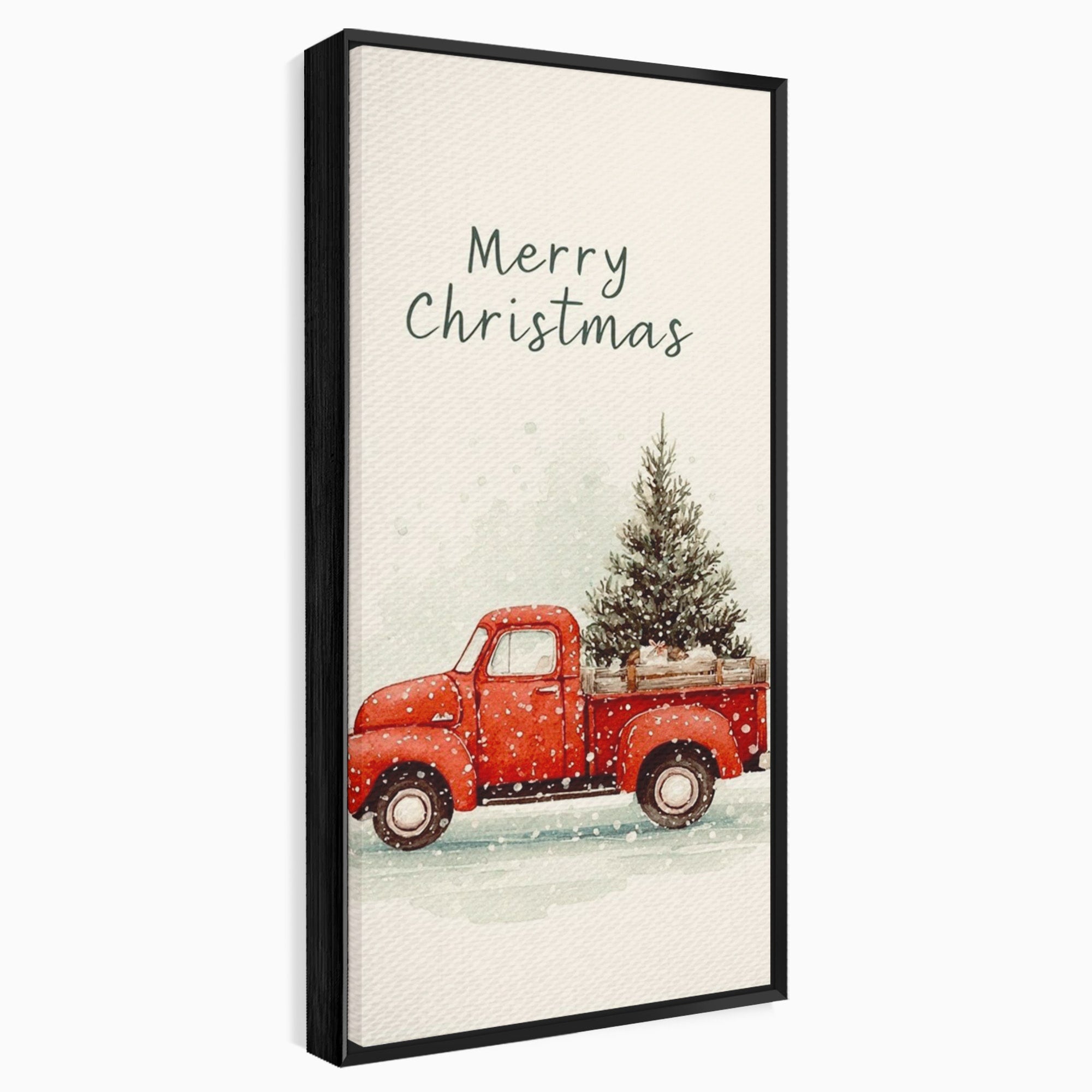 Tablou Canvas Premium LuxCanva® PI1392, Camioneta De Craciun, Masina, Brad, Transport, Iarna, Culori Vibrante, Living, Dormitor, Bucatarie, Camera Copii