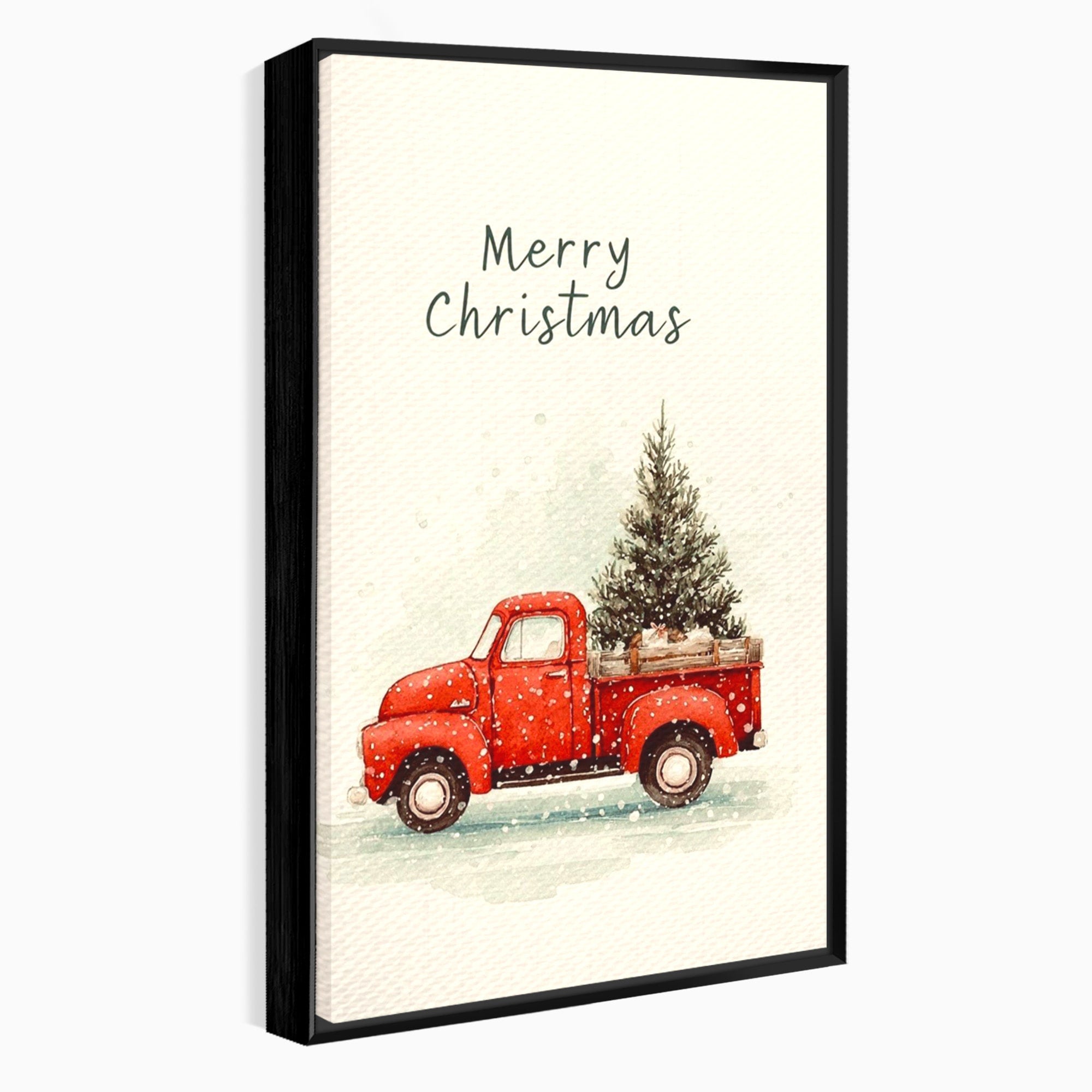 Tablou Canvas Premium LuxCanva® PI1392, Camioneta De Craciun, Masina, Brad, Transport, Iarna, Culori Vibrante, Living, Dormitor, Bucatarie, Camera Copii
