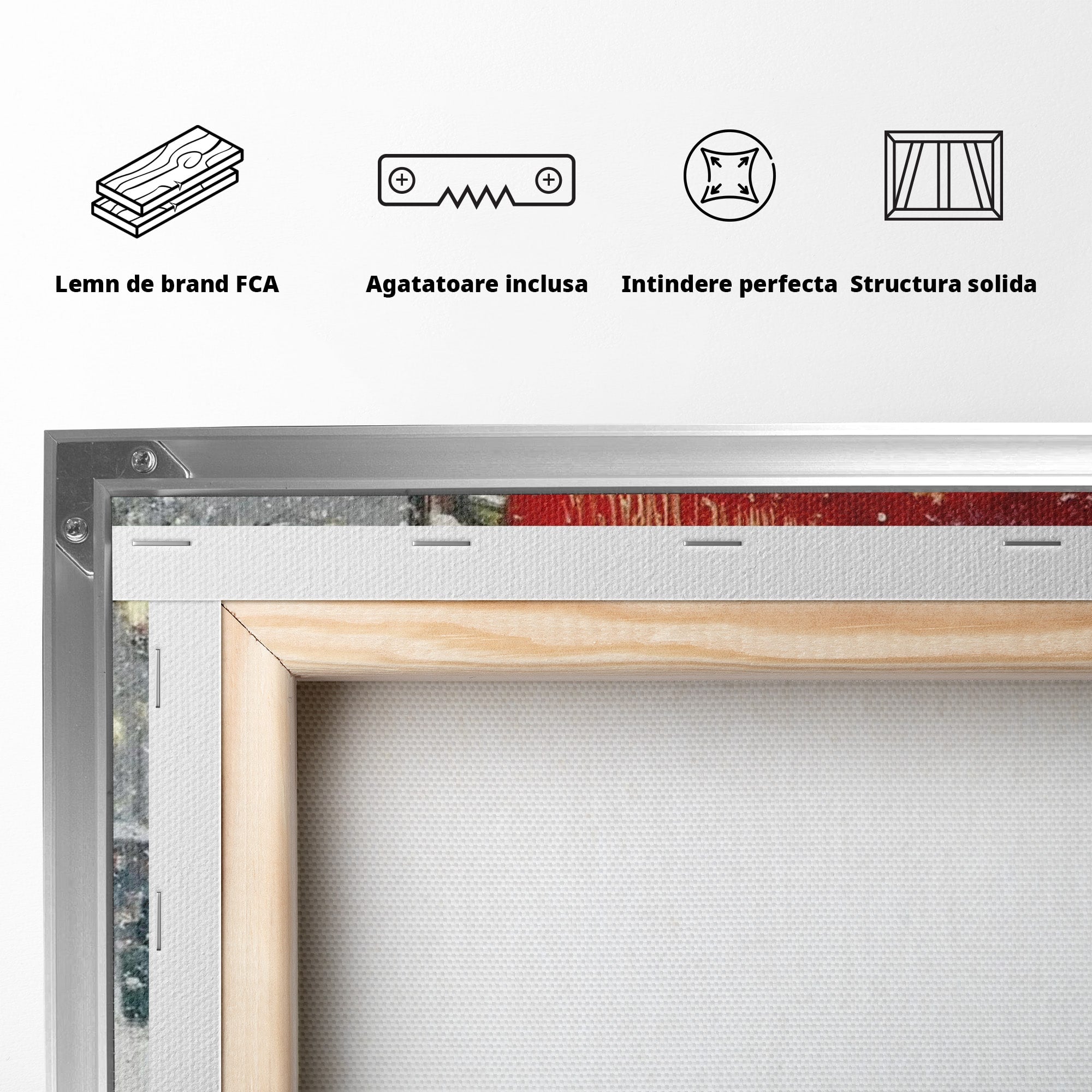Tablou Canvas Premium LuxCanva® PI1396, Plimbare Pe Ninsoare, Iarna, Craciun, Noapte, Ajun, Oras, Umbrela, Romantic, Culori Vibrante, Living, Dormitor