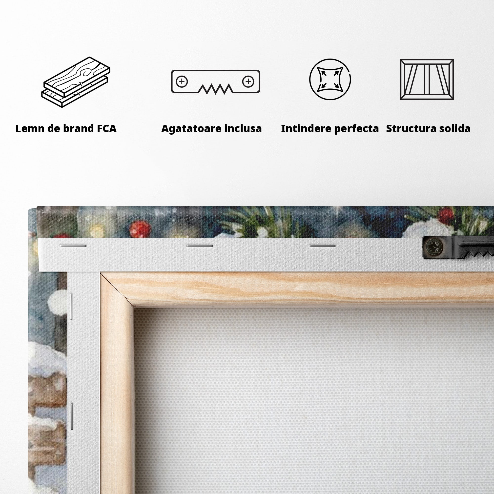 Tablou Canvas Premium LuxCanva® PI1397, Craciunul Micilor Prieteni, Arici, Pasare, Iarna, Cadou, Culori Vibrante, Living, Dormitor, Camera Copii