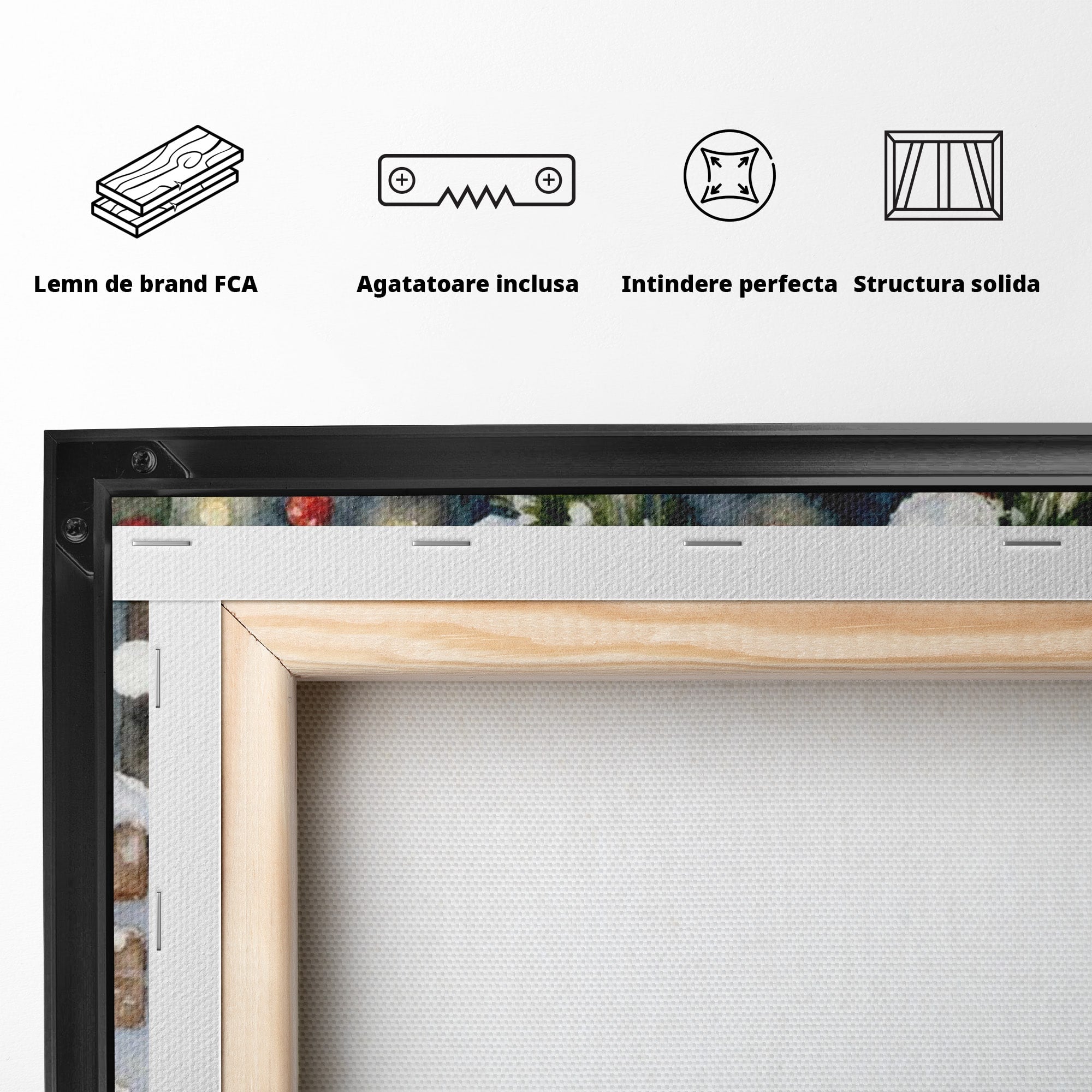 Tablou Canvas Premium LuxCanva® PI1397, Craciunul Micilor Prieteni, Arici, Pasare, Iarna, Cadou, Culori Vibrante, Living, Dormitor, Camera Copii