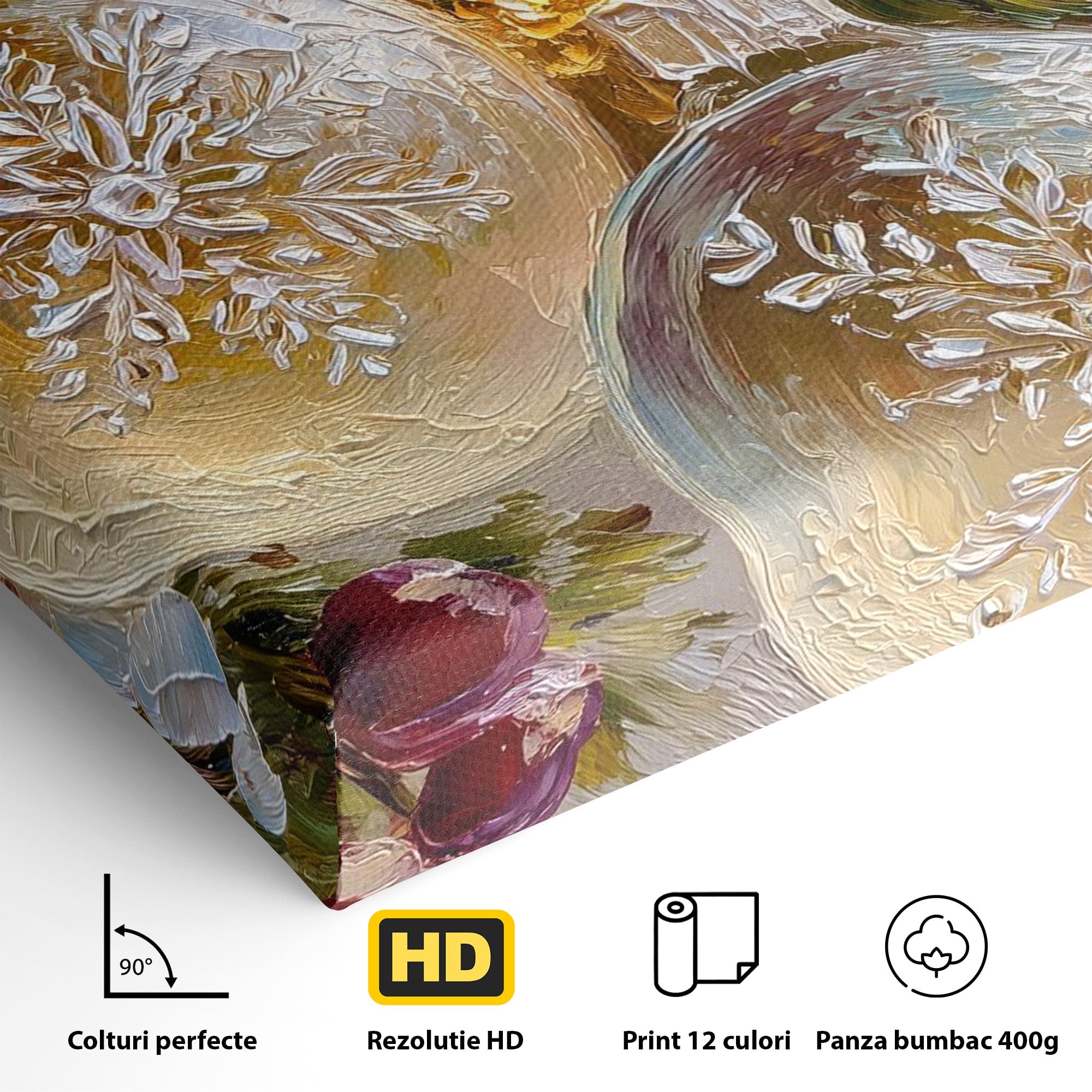 Tablou Canvas Premium LuxCanva® PI1404, Globuri De Craciun, Brad, Aranjament, Decoratiuni, Iarna, Culori Vibrante, Living, Dormitor, Bucatarie