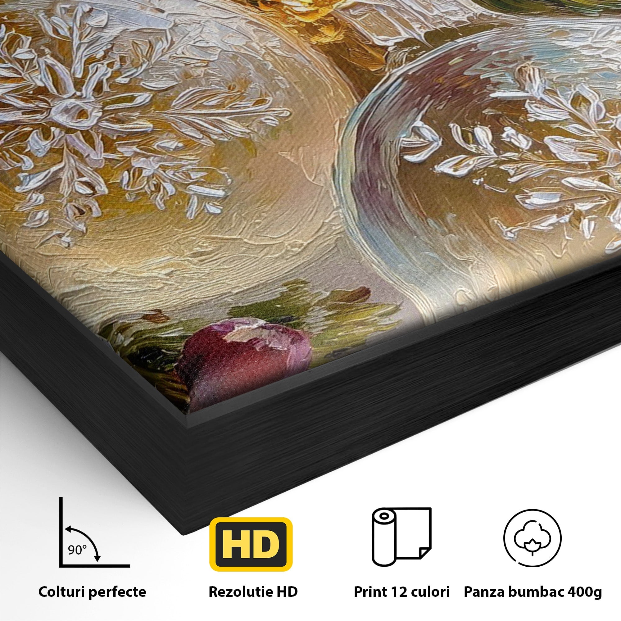 Tablou Canvas Premium LuxCanva® PI1404, Globuri De Craciun, Brad, Aranjament, Decoratiuni, Iarna, Culori Vibrante, Living, Dormitor, Bucatarie