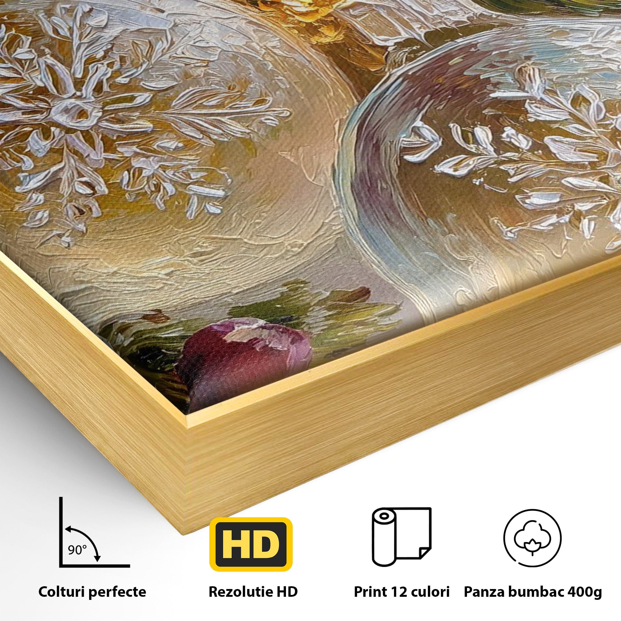 Tablou Canvas Premium LuxCanva® PI1404, Globuri De Craciun, Brad, Aranjament, Decoratiuni, Iarna, Culori Vibrante, Living, Dormitor, Bucatarie