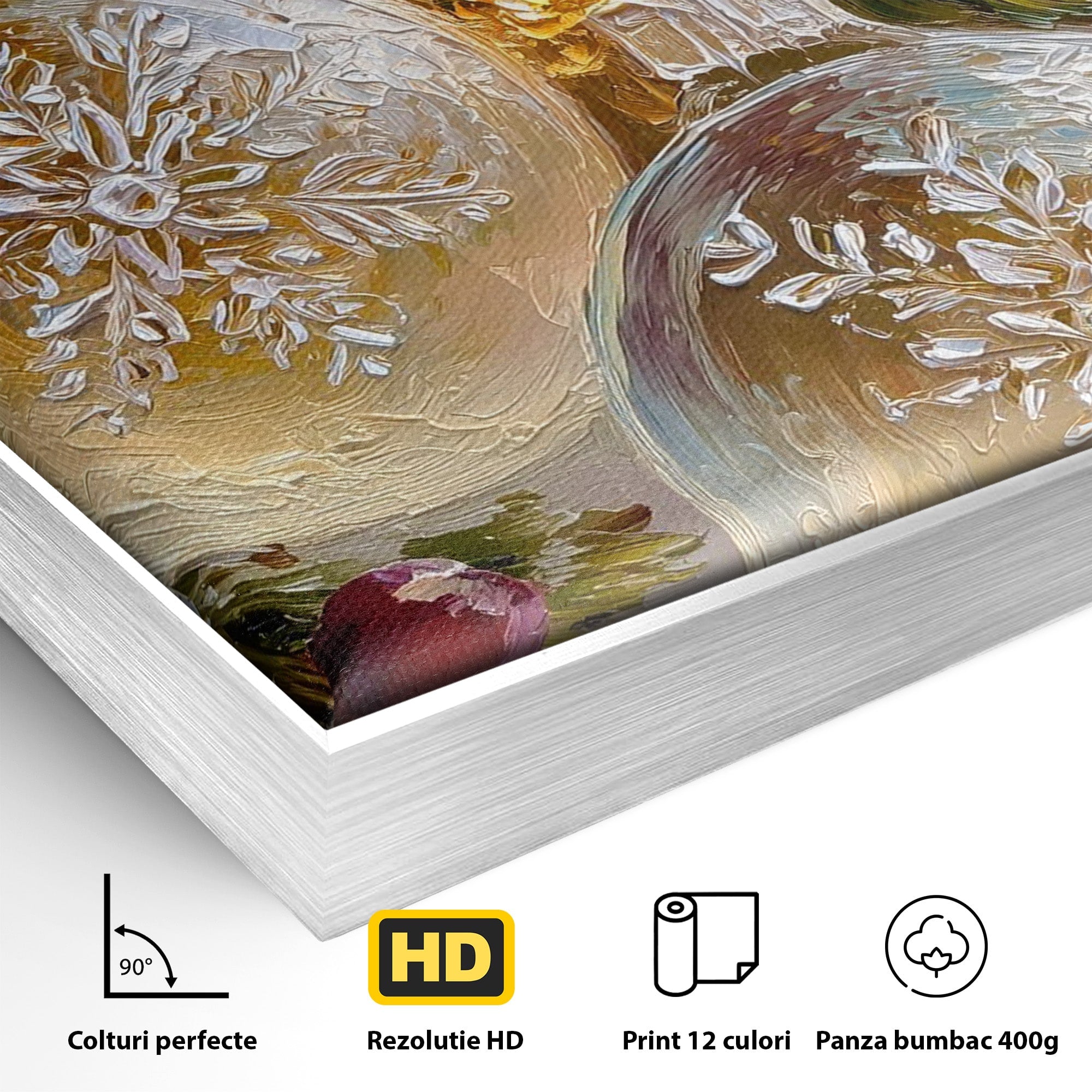 Tablou Canvas Premium LuxCanva® PI1404, Globuri De Craciun, Brad, Aranjament, Decoratiuni, Iarna, Culori Vibrante, Living, Dormitor, Bucatarie