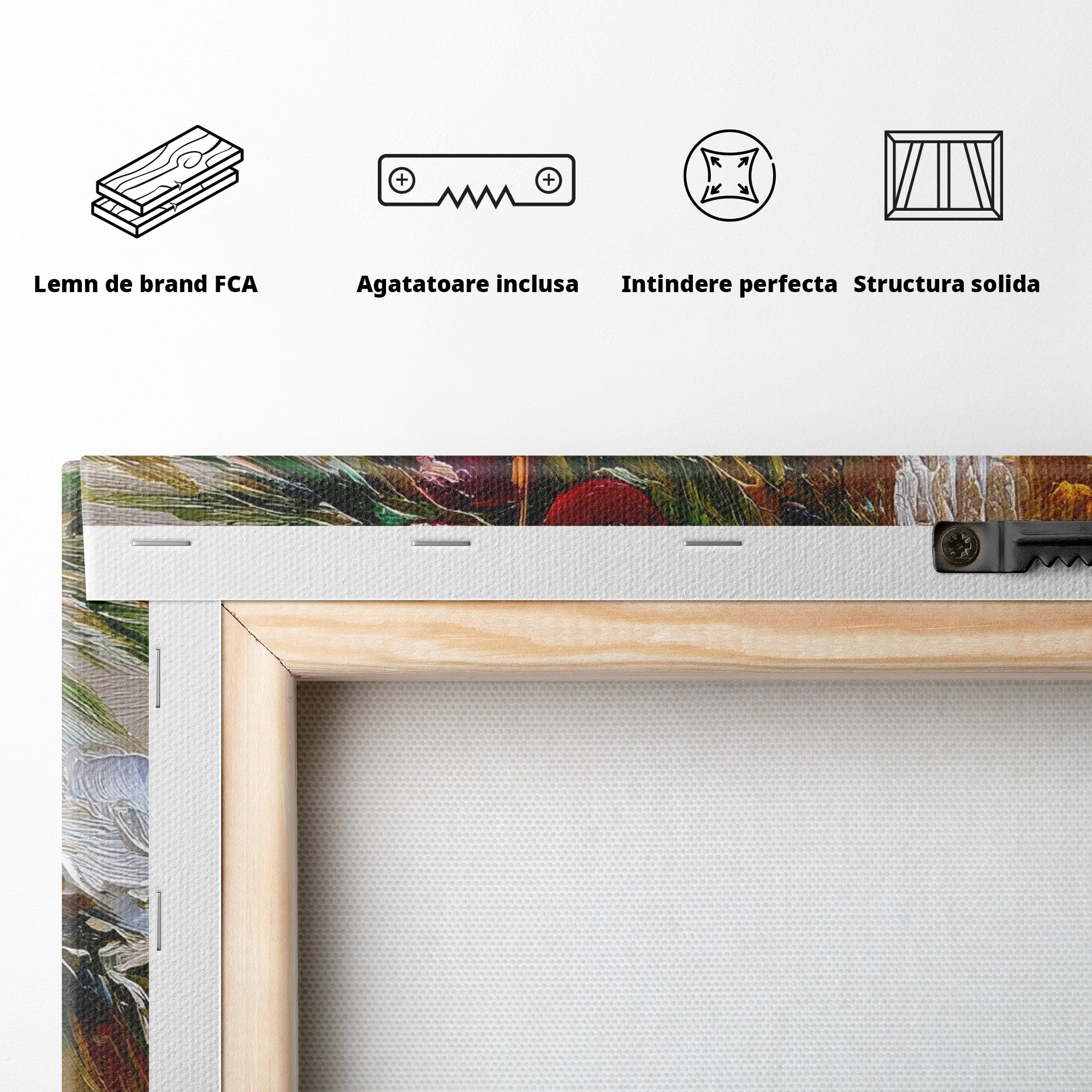 Tablou Canvas Premium LuxCanva® PI1404, Globuri De Craciun, Brad, Aranjament, Decoratiuni, Iarna, Culori Vibrante, Living, Dormitor, Bucatarie