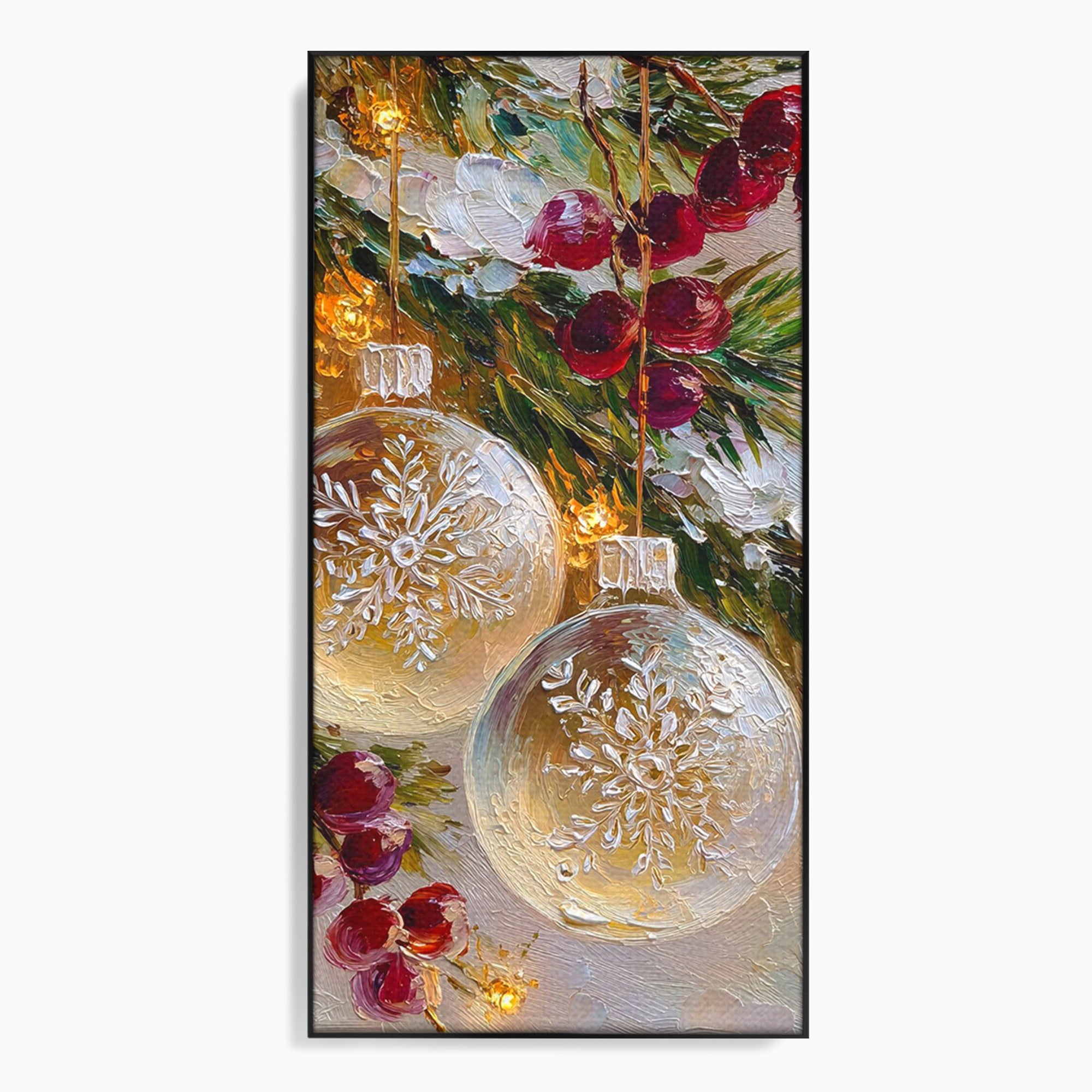 Tablou Canvas Premium LuxCanva® PI1404, Globuri De Craciun, Brad, Aranjament, Decoratiuni, Iarna, Culori Vibrante, Living, Dormitor, Bucatarie