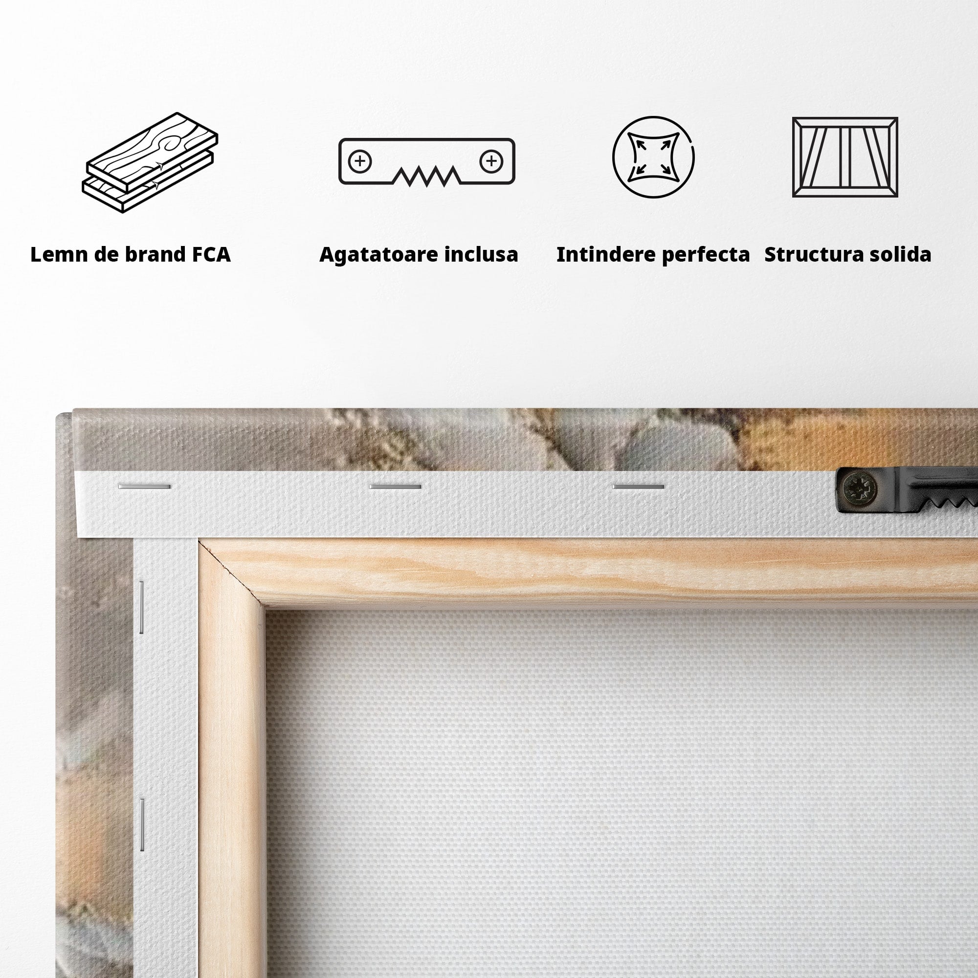 Tablou Canvas Premium LuxCanva® PI1408, Brad in Eleganta Aurie, Iarna, Stralucire, Natura, Texturat, Pretios, Culori Vibrante, Living, Dormitor