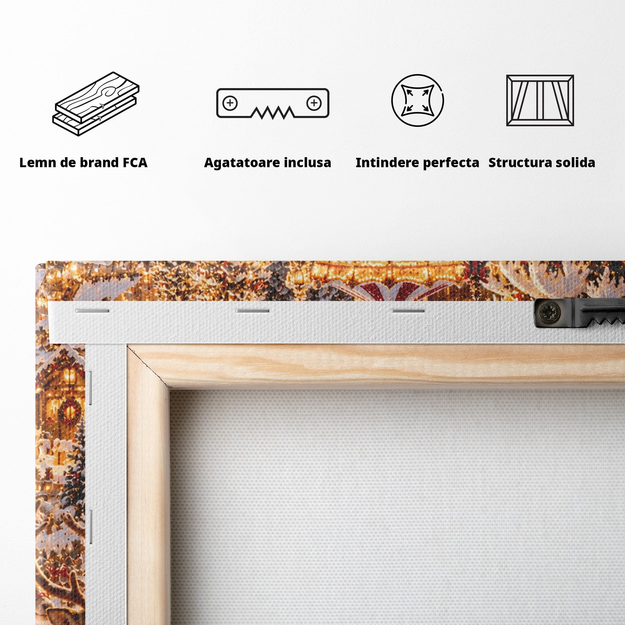 Tablou Canvas Premium LuxCanva® PI1412, Mos Craciun Pe Sanie, Cadouri, Reni, Iarna, Magie, Copilarie, Culori Vibrante, Living, Dormitor, Camera Copii