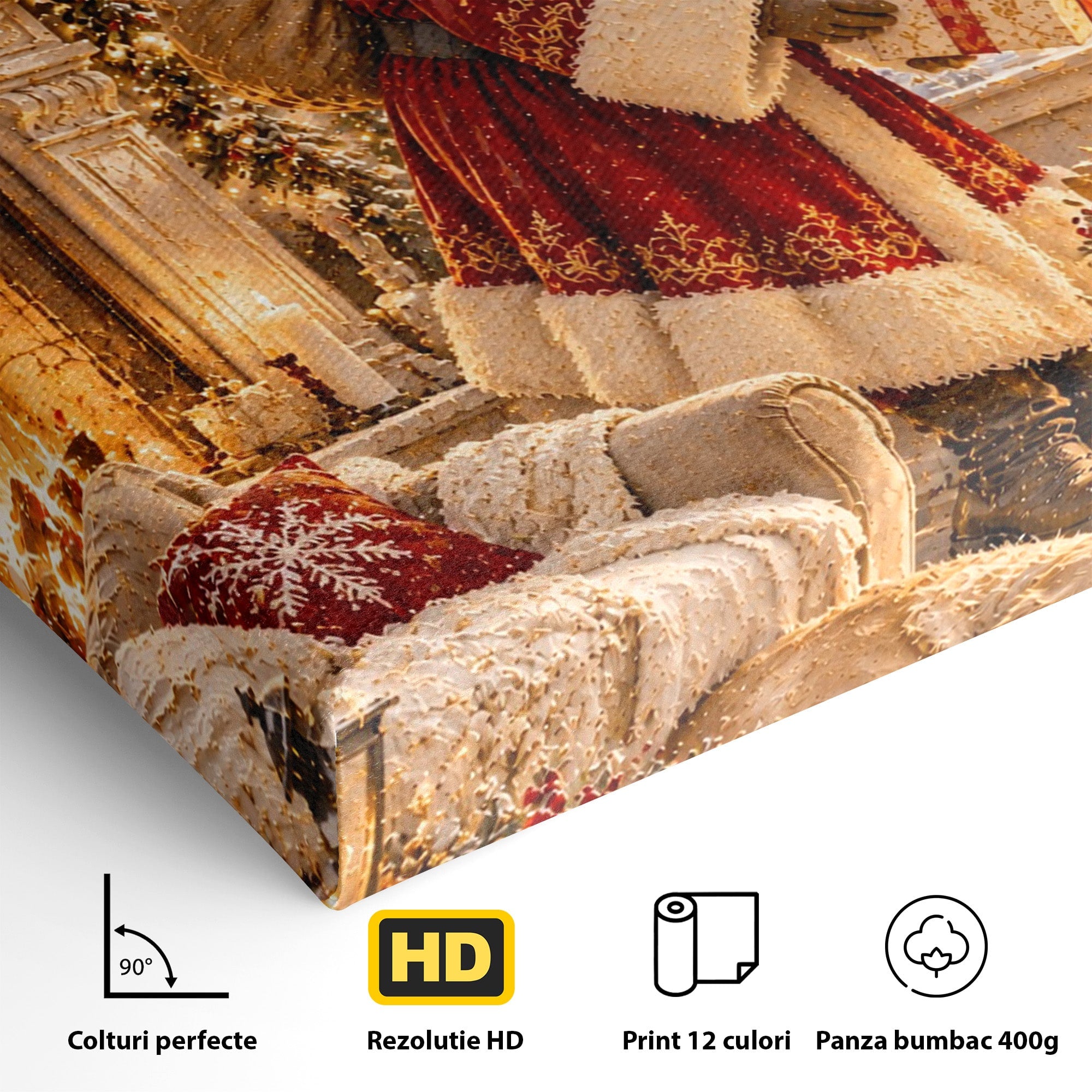 Tablou Canvas Premium LuxCanva® PI1414, Seara Minunilor, Mos Craciun, Brad, Cadouri, Semineu, Magie, Ajun, Culori Vibrante, Living, Dormitor, Camera Copii