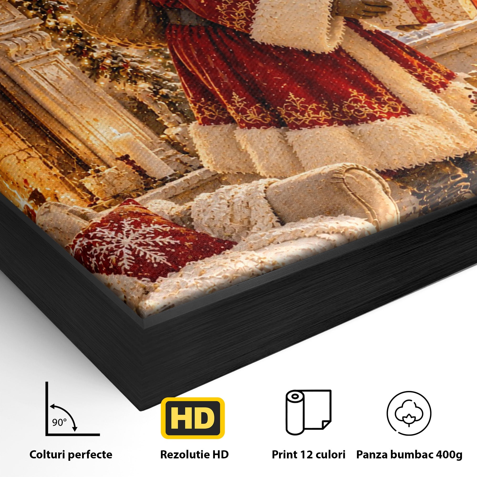 Tablou Canvas Premium LuxCanva® PI1414, Seara Minunilor, Mos Craciun, Brad, Cadouri, Semineu, Magie, Ajun, Culori Vibrante, Living, Dormitor, Camera Copii
