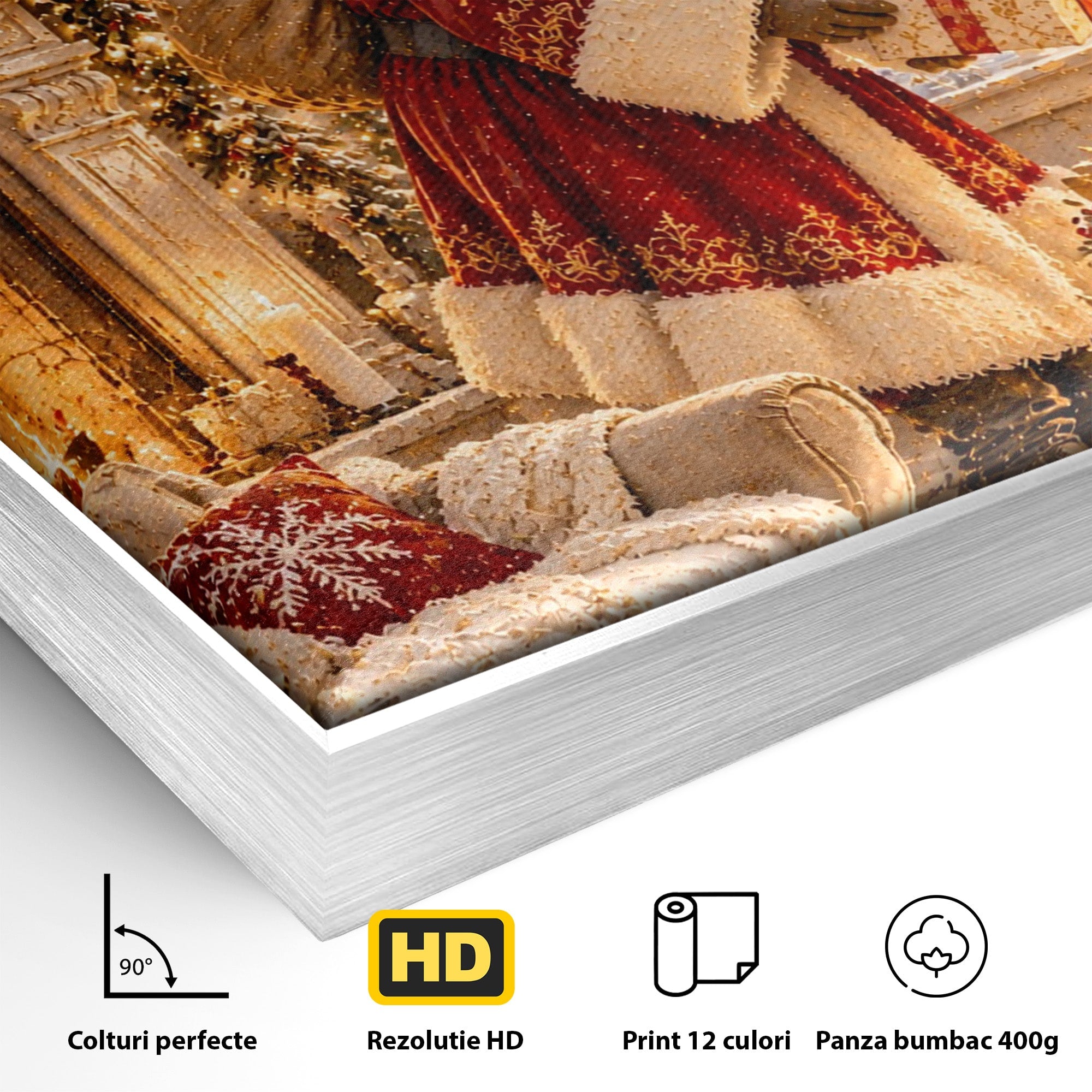 Tablou Canvas Premium LuxCanva® PI1414, Seara Minunilor, Mos Craciun, Brad, Cadouri, Semineu, Magie, Ajun, Culori Vibrante, Living, Dormitor, Camera Copii