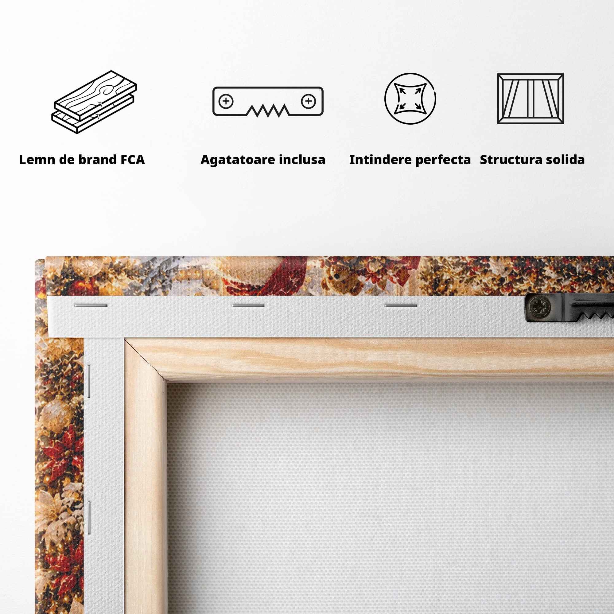 Tablou Canvas Premium LuxCanva® PI1414, Seara Minunilor, Mos Craciun, Brad, Cadouri, Semineu, Magie, Ajun, Culori Vibrante, Living, Dormitor, Camera Copii