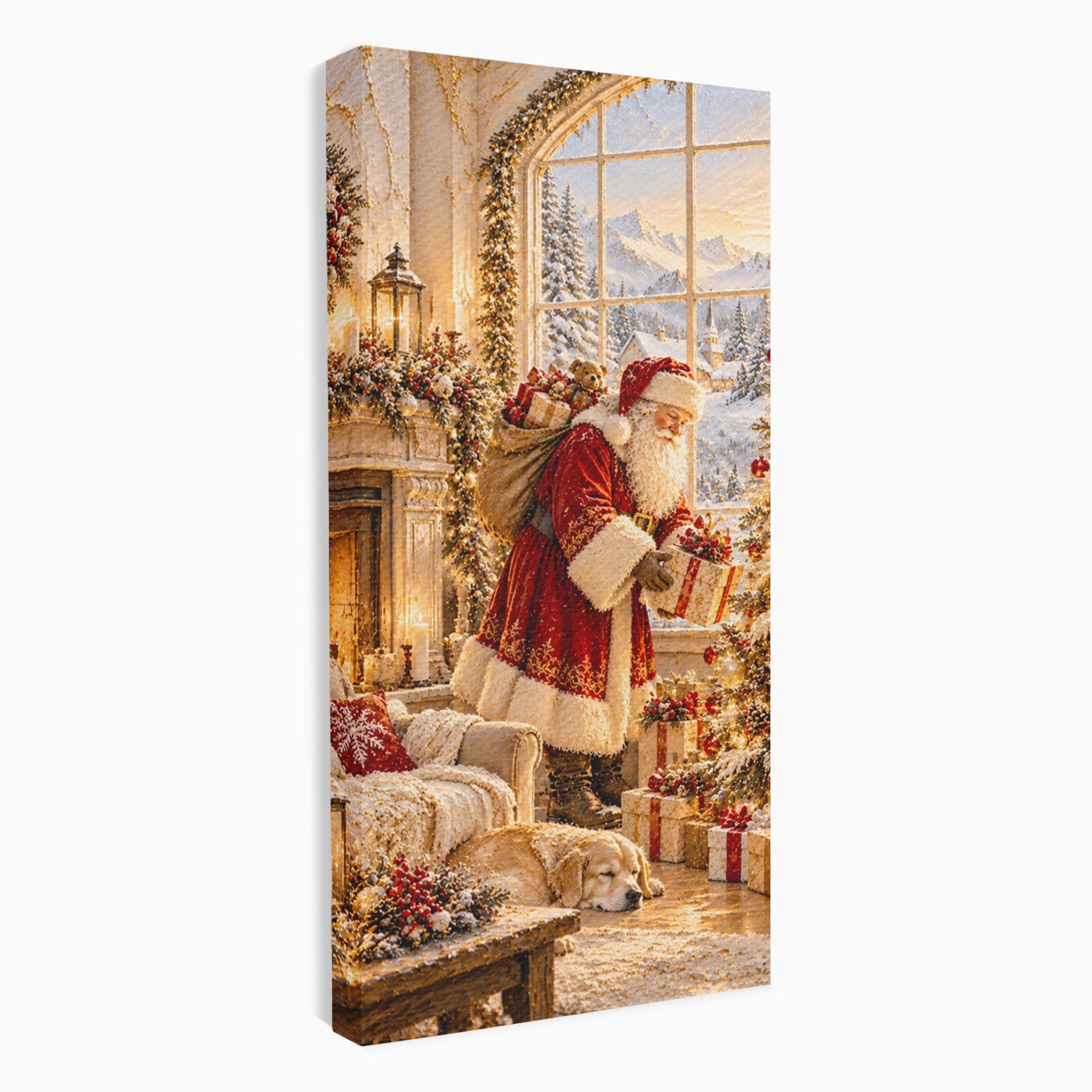 Tablou Canvas Premium LuxCanva® PI1414, Seara Minunilor, Mos Craciun, Brad, Cadouri, Semineu, Magie, Ajun, Culori Vibrante, Living, Dormitor, Camera Copii