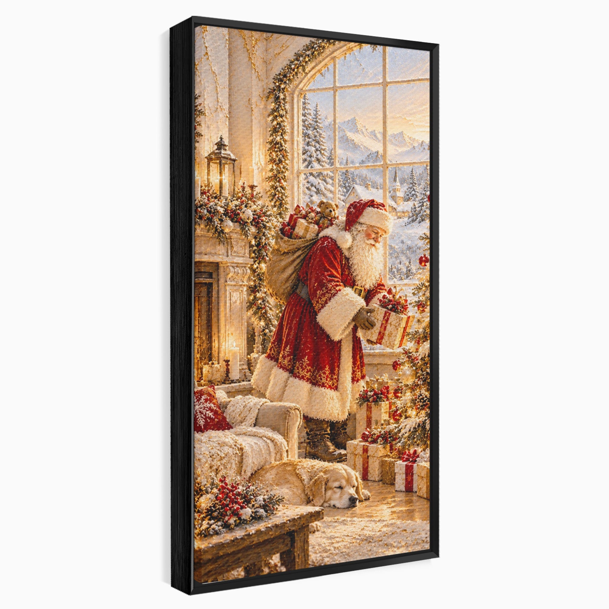 Tablou Canvas Premium LuxCanva® PI1414, Seara Minunilor, Mos Craciun, Brad, Cadouri, Semineu, Magie, Ajun, Culori Vibrante, Living, Dormitor, Camera Copii