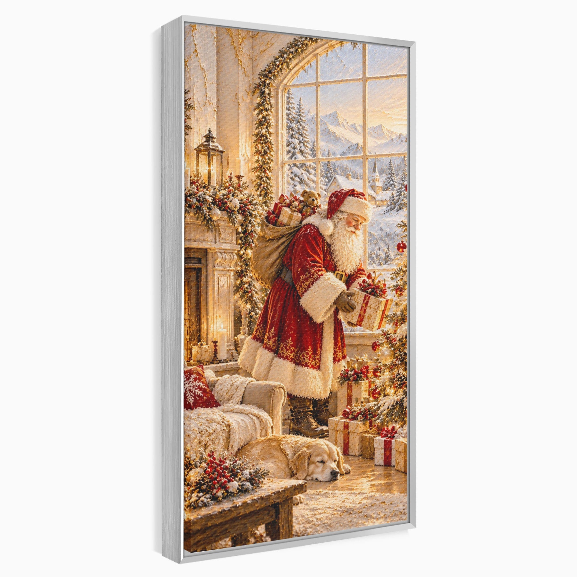 Tablou Canvas Premium LuxCanva® PI1414, Seara Minunilor, Mos Craciun, Brad, Cadouri, Semineu, Magie, Ajun, Culori Vibrante, Living, Dormitor, Camera Copii