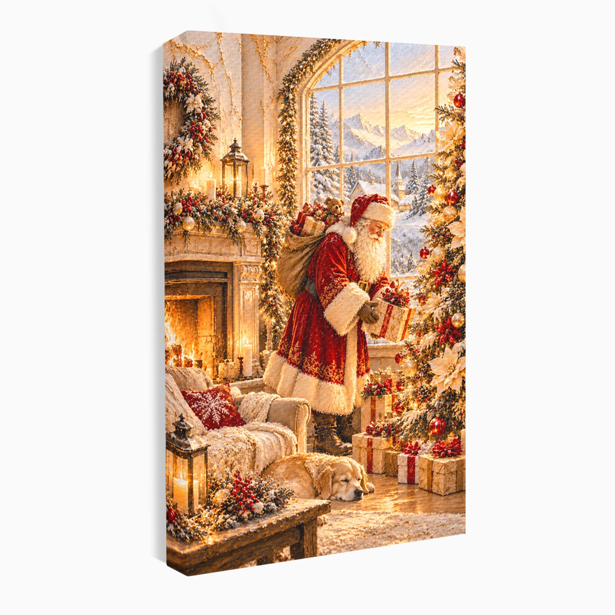 Tablou Canvas Premium LuxCanva® PI1414, Seara Minunilor, Mos Craciun, Brad, Cadouri, Semineu, Magie, Ajun, Culori Vibrante, Living, Dormitor, Camera Copii