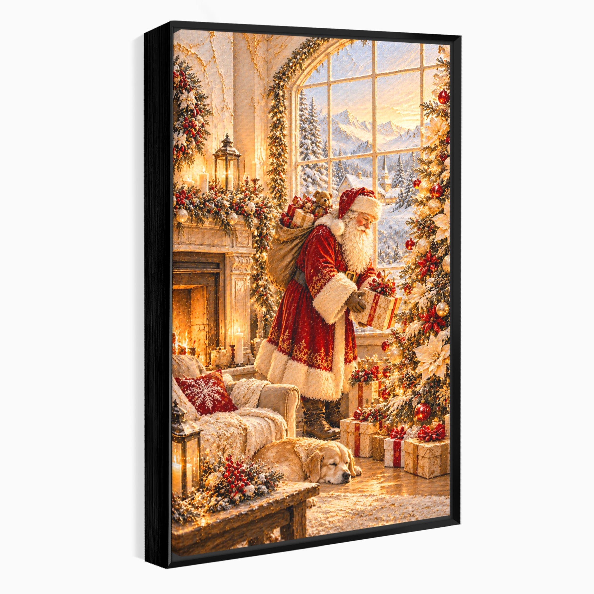 Tablou Canvas Premium LuxCanva® PI1414, Seara Minunilor, Mos Craciun, Brad, Cadouri, Semineu, Magie, Ajun, Culori Vibrante, Living, Dormitor, Camera Copii