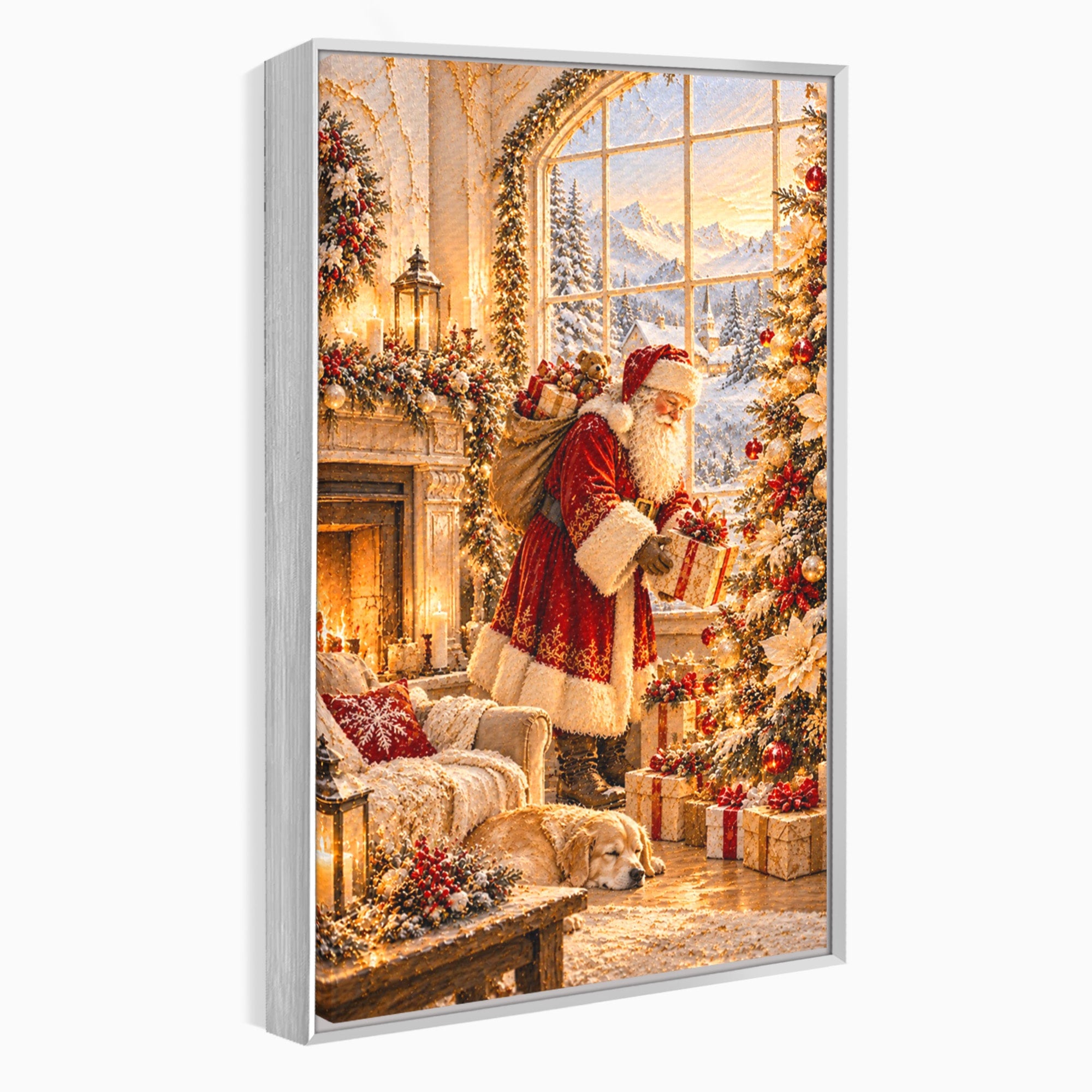 Tablou Canvas Premium LuxCanva® PI1414, Seara Minunilor, Mos Craciun, Brad, Cadouri, Semineu, Magie, Ajun, Culori Vibrante, Living, Dormitor, Camera Copii