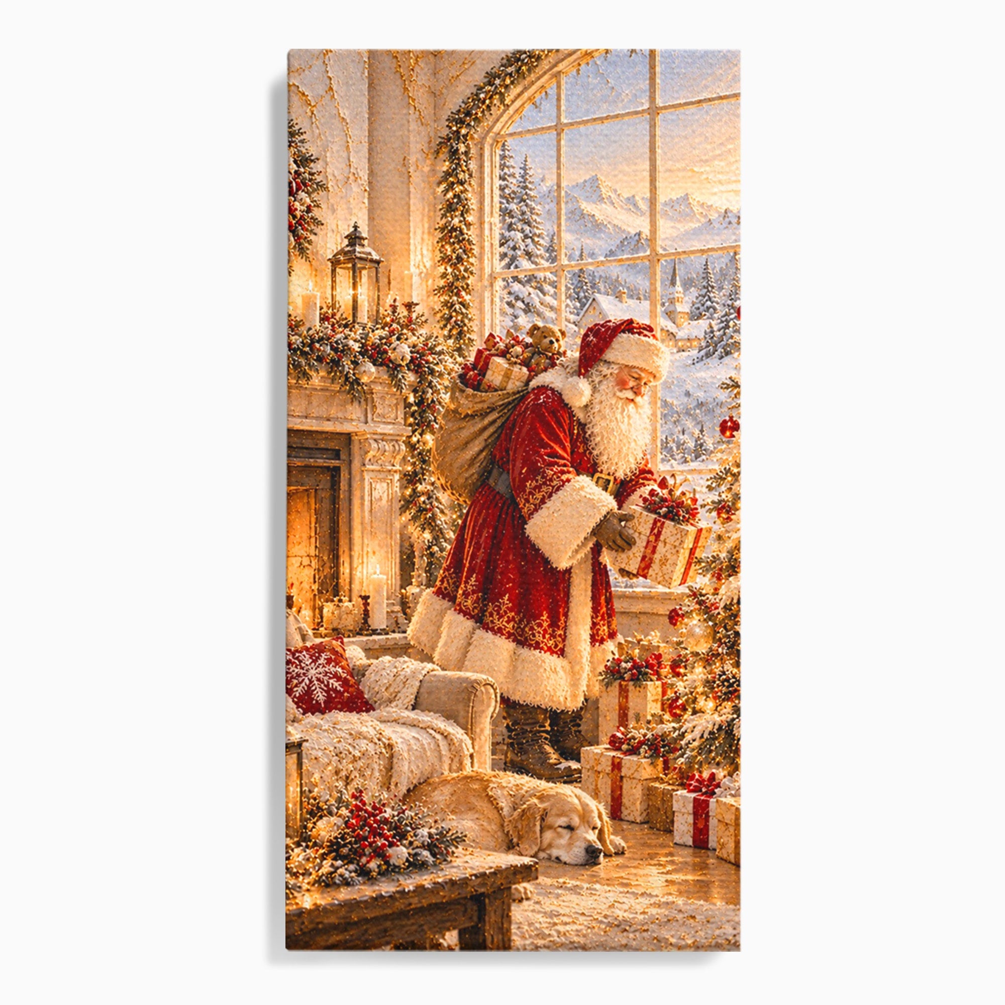 Tablou Canvas Premium LuxCanva® PI1414, Seara Minunilor, Mos Craciun, Brad, Cadouri, Semineu, Magie, Ajun, Culori Vibrante, Living, Dormitor, Camera Copii