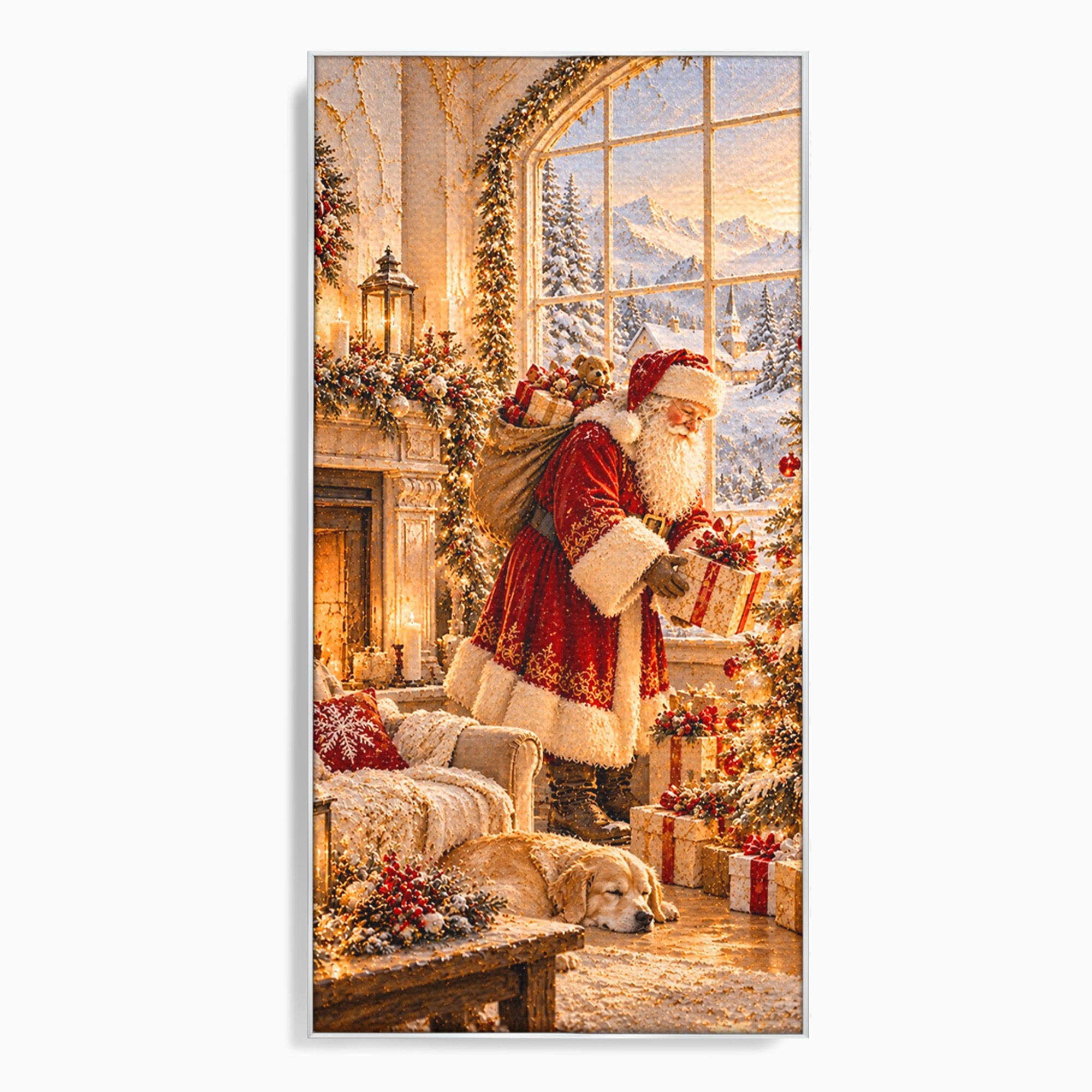 Tablou Canvas Premium LuxCanva® PI1414, Seara Minunilor, Mos Craciun, Brad, Cadouri, Semineu, Magie, Ajun, Culori Vibrante, Living, Dormitor, Camera Copii