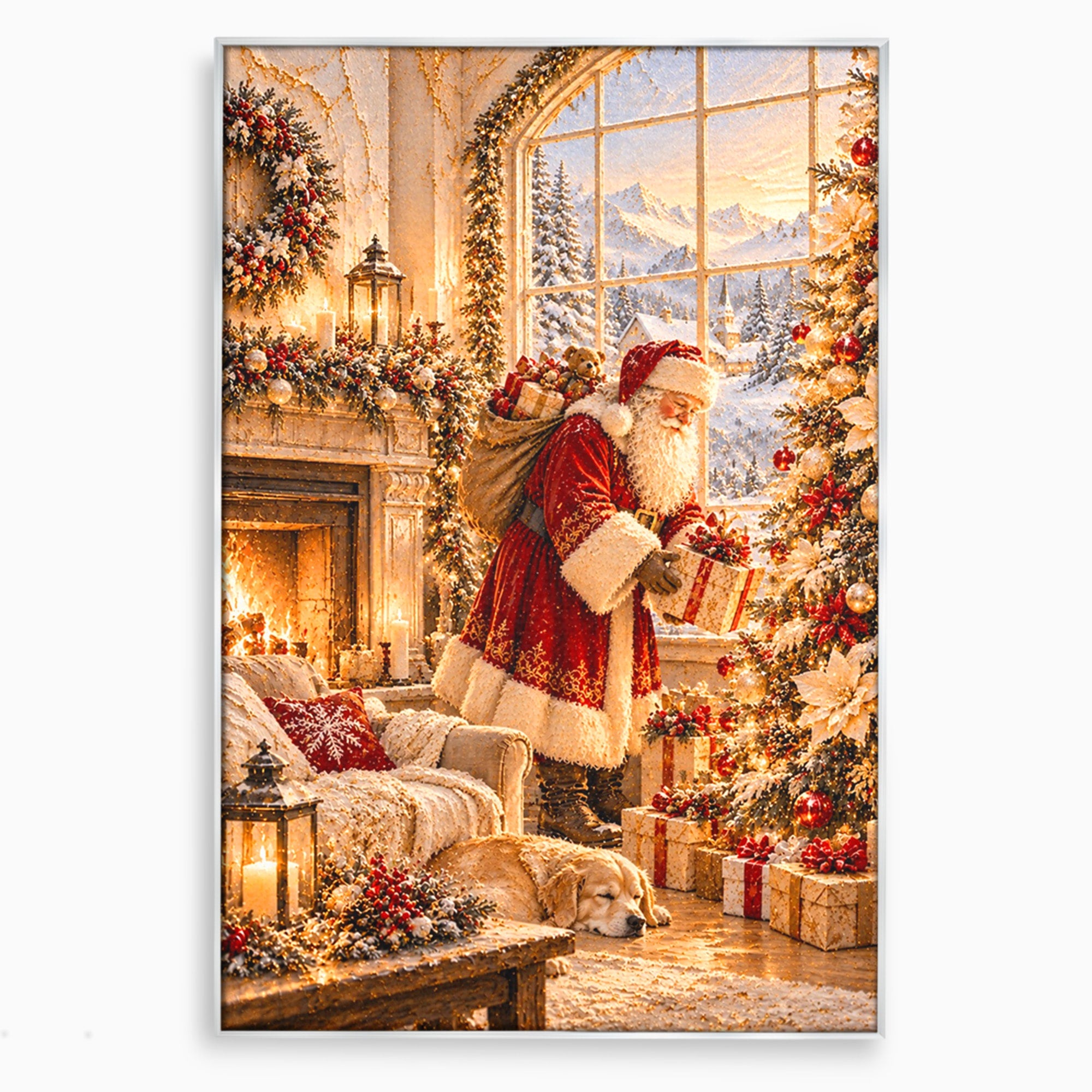 Tablou Canvas Premium LuxCanva® PI1414, Seara Minunilor, Mos Craciun, Brad, Cadouri, Semineu, Magie, Ajun, Culori Vibrante, Living, Dormitor, Camera Copii