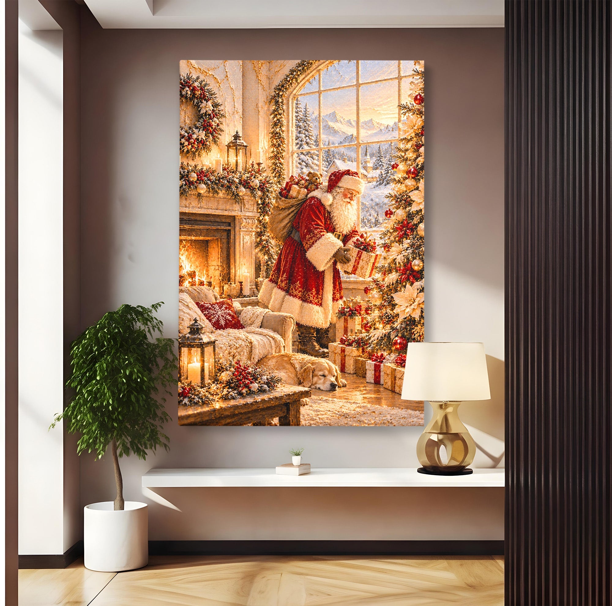 Tablou Canvas Premium LuxCanva® PI1414, Seara Minunilor, Mos Craciun, Brad, Cadouri, Semineu, Magie, Ajun, Culori Vibrante, Living, Dormitor, Camera Copii