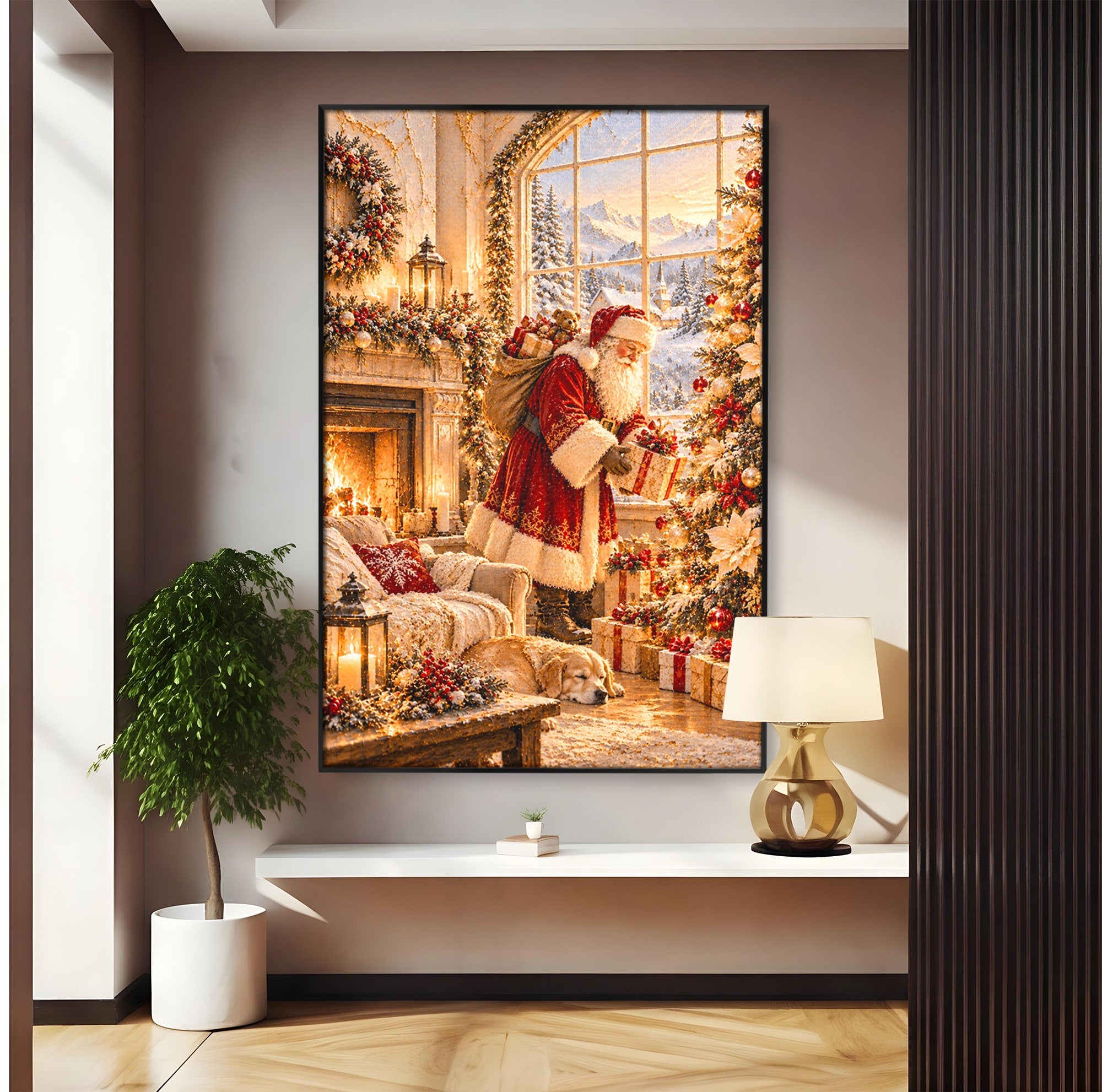 Tablou Canvas Premium LuxCanva® PI1414, Seara Minunilor, Mos Craciun, Brad, Cadouri, Semineu, Magie, Ajun, Culori Vibrante, Living, Dormitor, Camera Copii