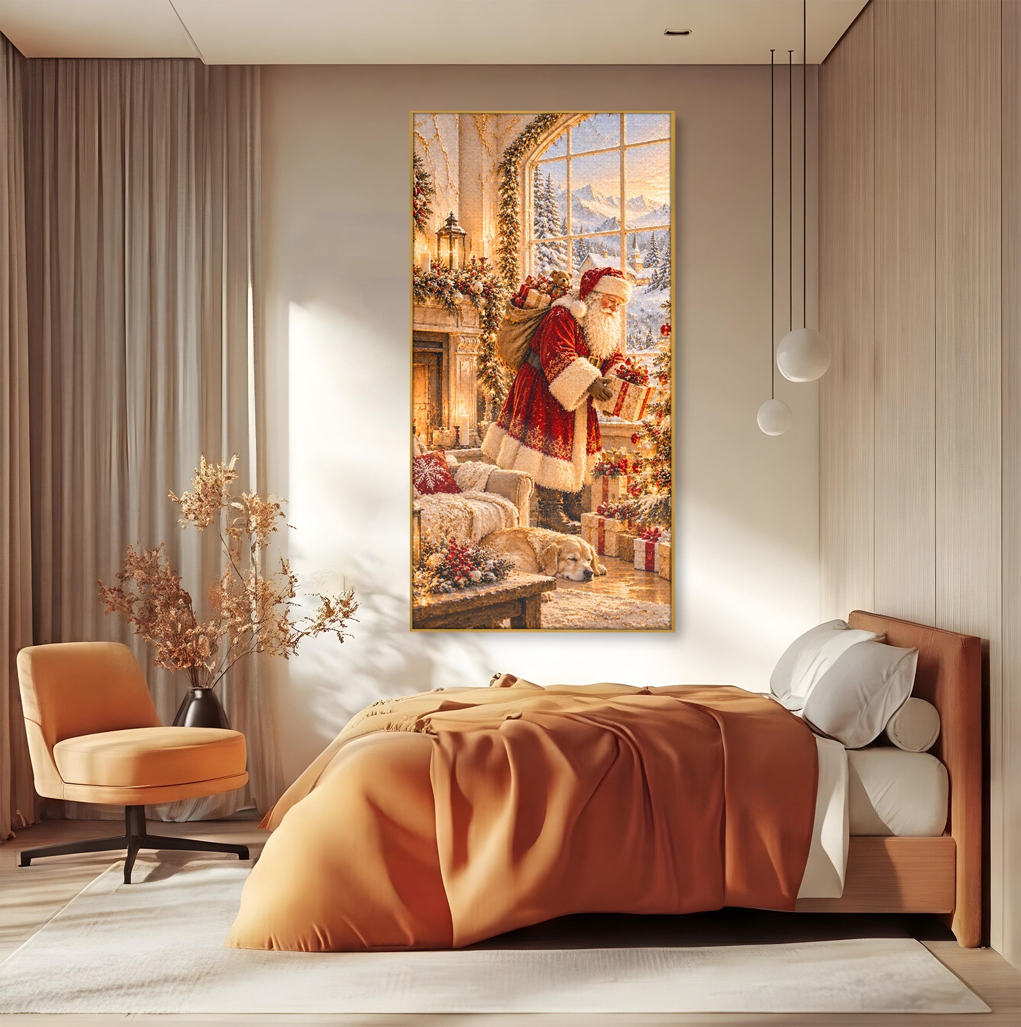 Tablou Canvas Premium LuxCanva® PI1414, Seara Minunilor, Mos Craciun, Brad, Cadouri, Semineu, Magie, Ajun, Culori Vibrante, Living, Dormitor, Camera Copii