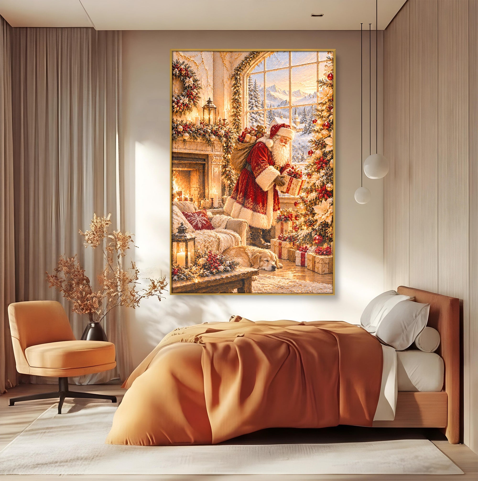 Tablou Canvas Premium LuxCanva® PI1414, Seara Minunilor, Mos Craciun, Brad, Cadouri, Semineu, Magie, Ajun, Culori Vibrante, Living, Dormitor, Camera Copii