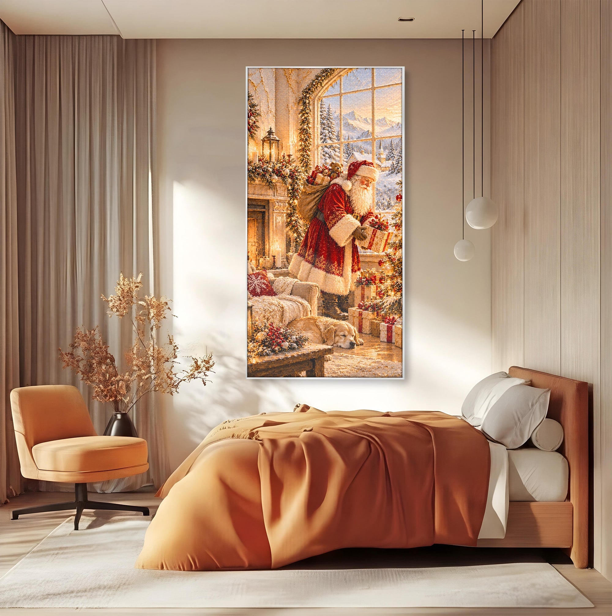 Tablou Canvas Premium LuxCanva® PI1414, Seara Minunilor, Mos Craciun, Brad, Cadouri, Semineu, Magie, Ajun, Culori Vibrante, Living, Dormitor, Camera Copii