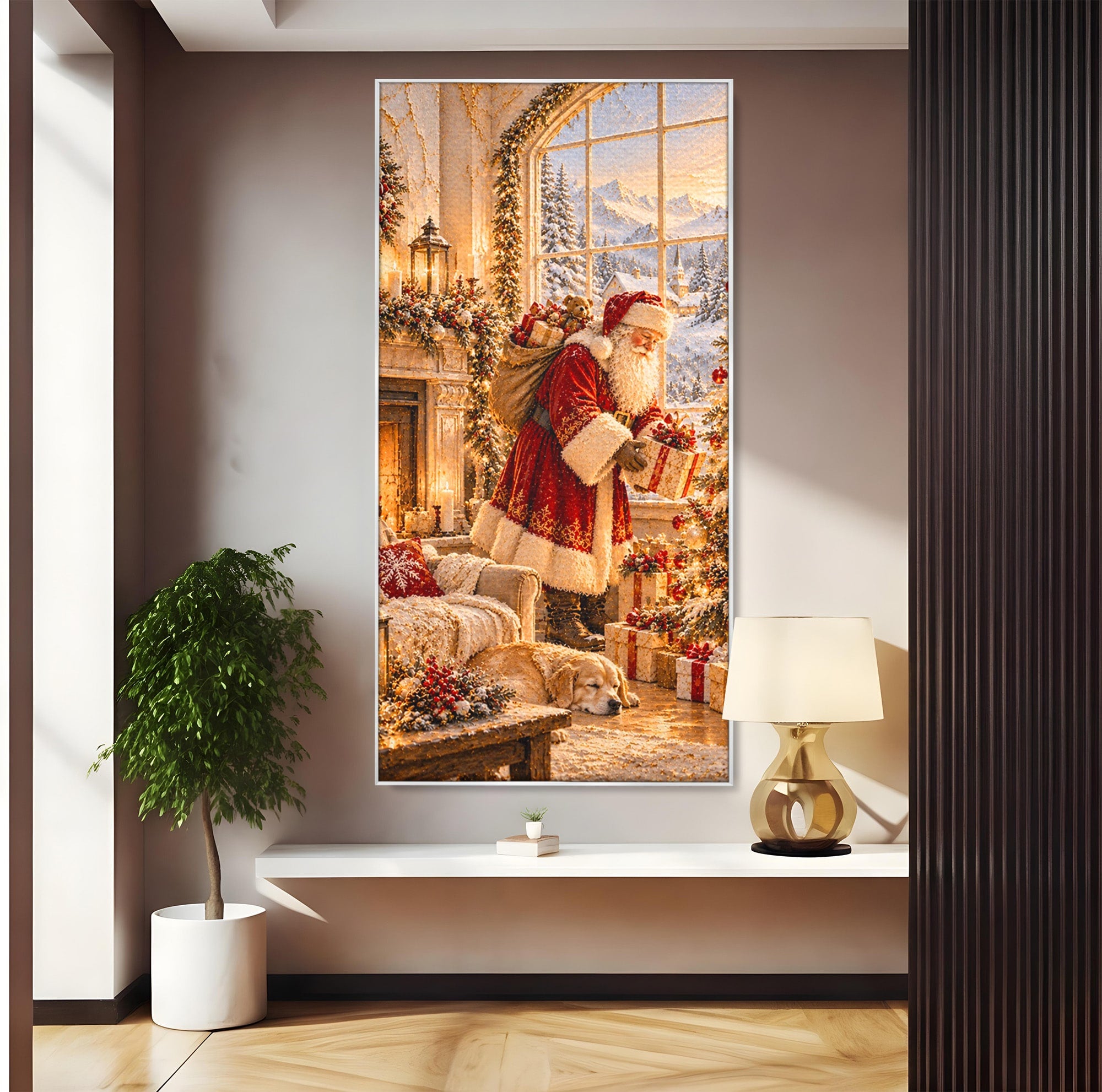 Tablou Canvas Premium LuxCanva® PI1414, Seara Minunilor, Mos Craciun, Brad, Cadouri, Semineu, Magie, Ajun, Culori Vibrante, Living, Dormitor, Camera Copii