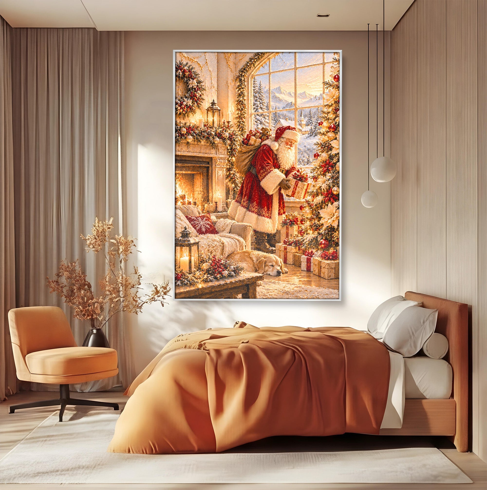 Tablou Canvas Premium LuxCanva® PI1414, Seara Minunilor, Mos Craciun, Brad, Cadouri, Semineu, Magie, Ajun, Culori Vibrante, Living, Dormitor, Camera Copii