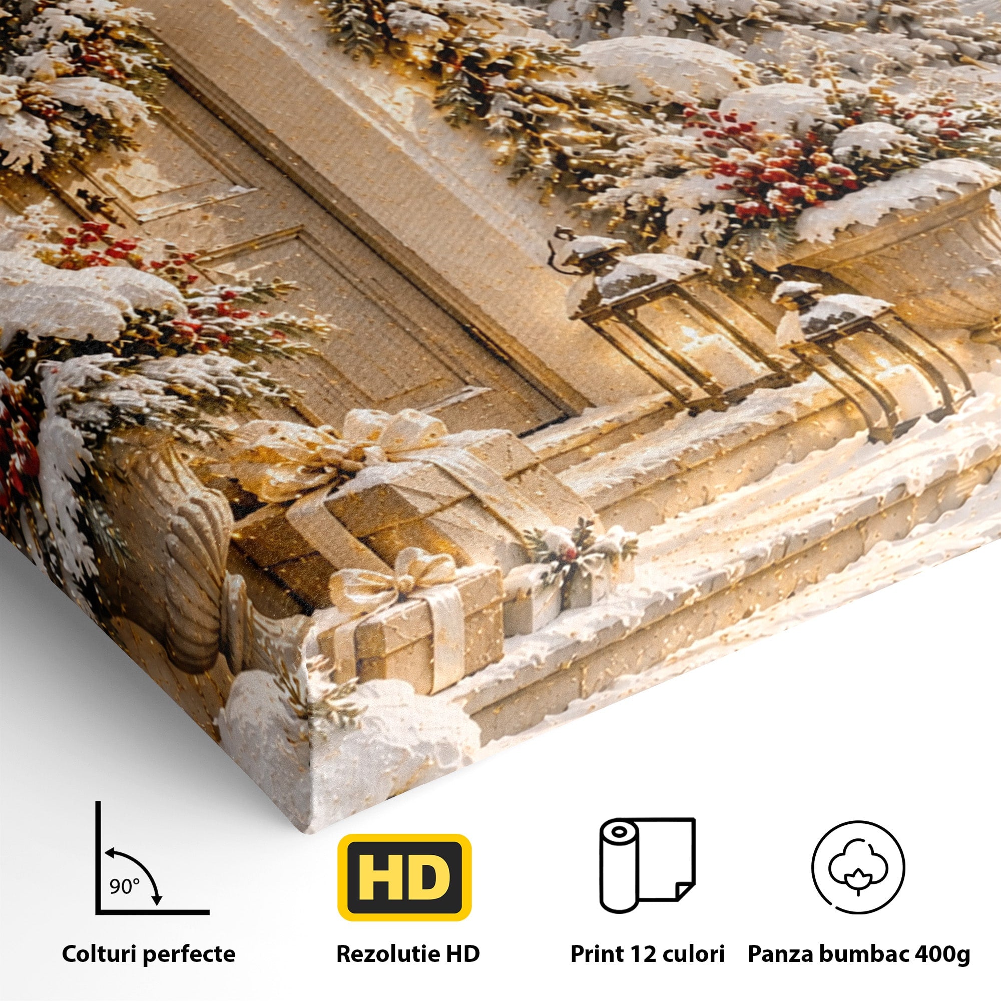 Tablou Canvas Premium LuxCanva® PI1416, Iarna La Usa, Decor, Peisaj, Casa, Natura, Zapada, Culori Vibrante, Living, Dormitor