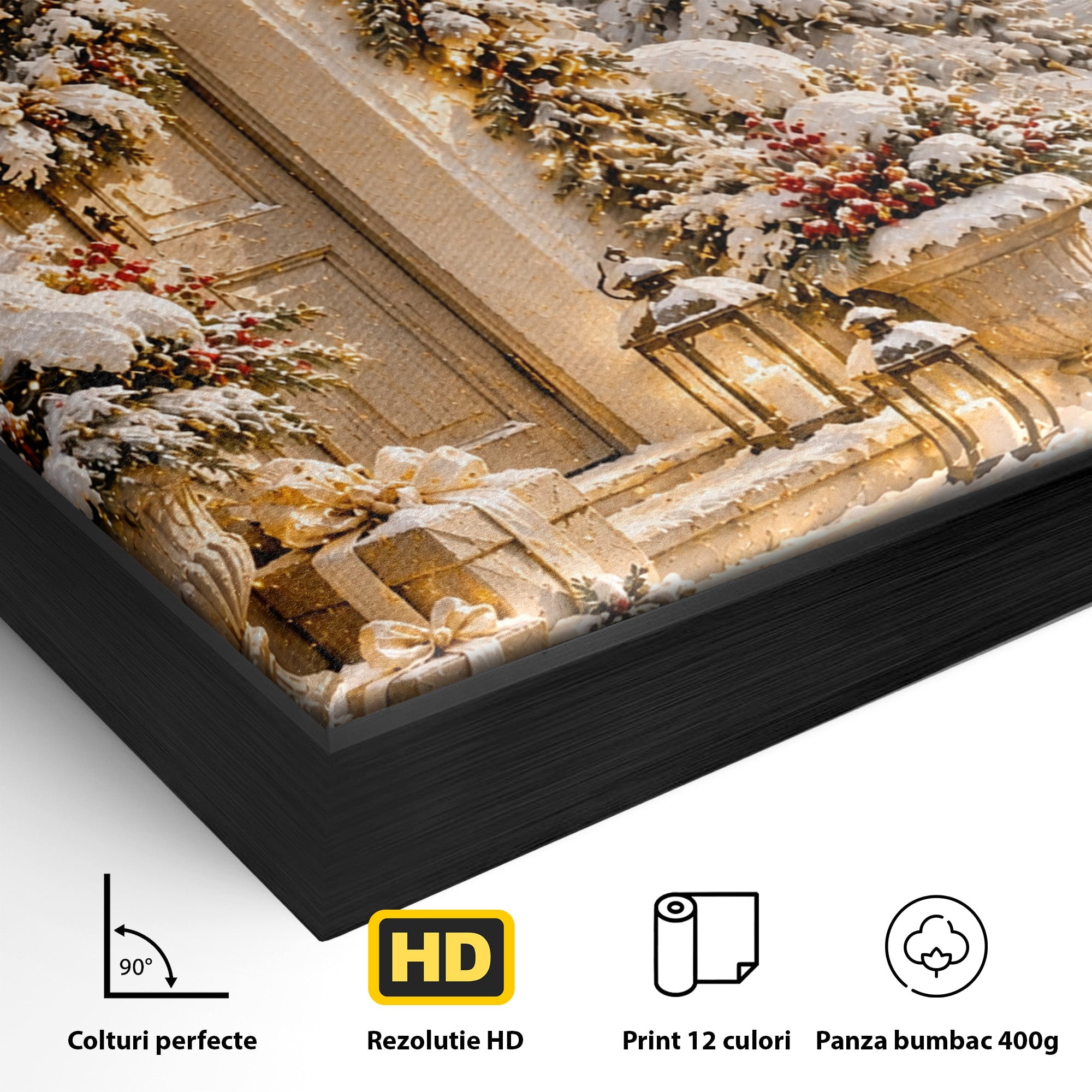 Tablou Canvas Premium LuxCanva® PI1416, Iarna La Usa, Decor, Peisaj, Casa, Natura, Zapada, Culori Vibrante, Living, Dormitor