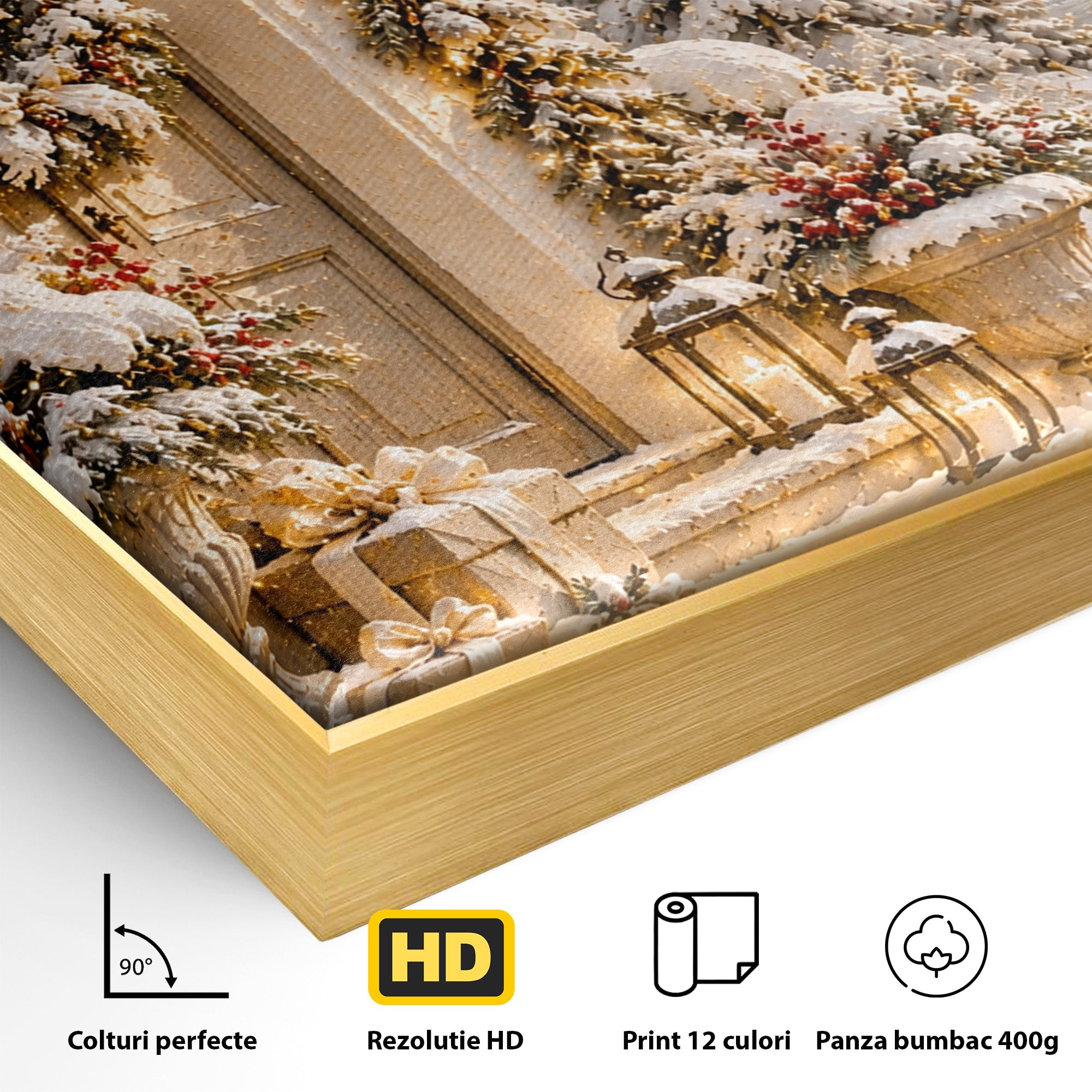 Tablou Canvas Premium LuxCanva® PI1416, Iarna La Usa, Decor, Peisaj, Casa, Natura, Zapada, Culori Vibrante, Living, Dormitor