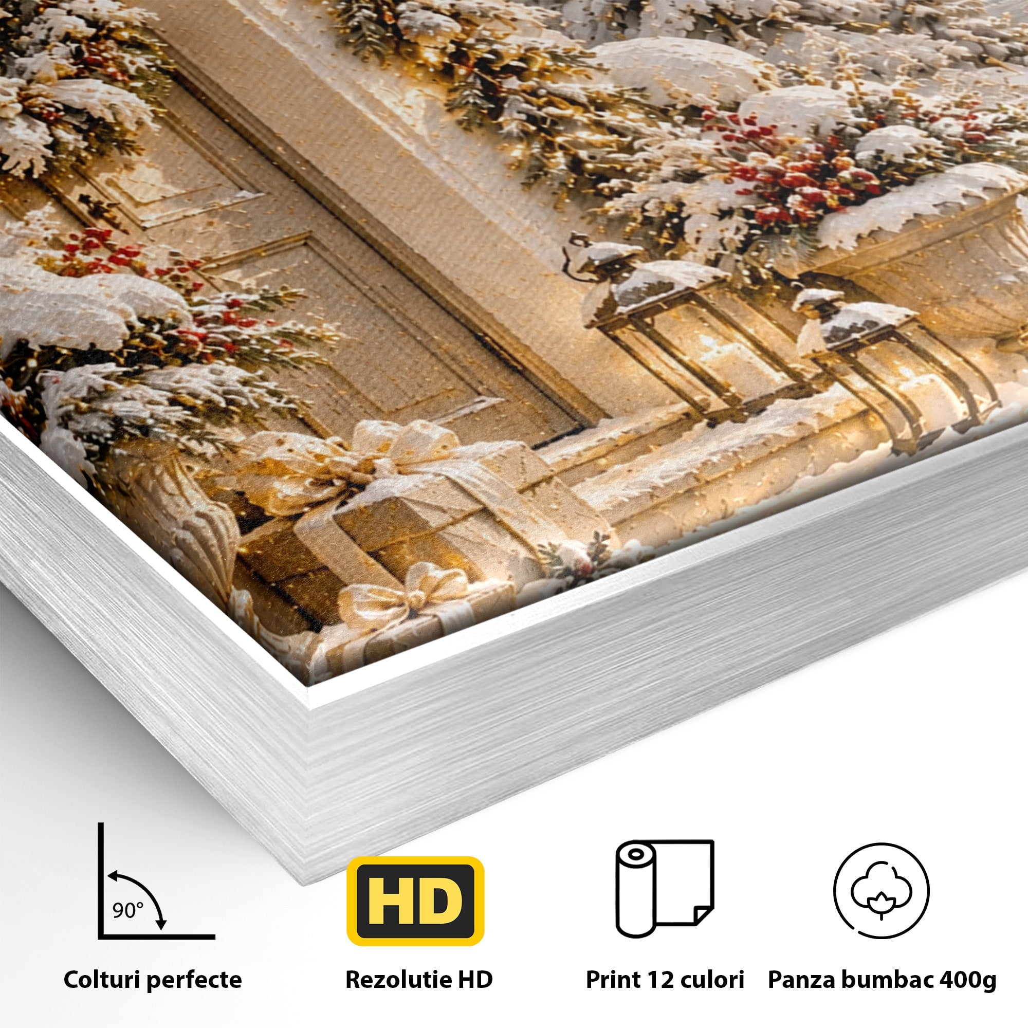 Tablou Canvas Premium LuxCanva® PI1416, Iarna La Usa, Decor, Peisaj, Casa, Natura, Zapada, Culori Vibrante, Living, Dormitor