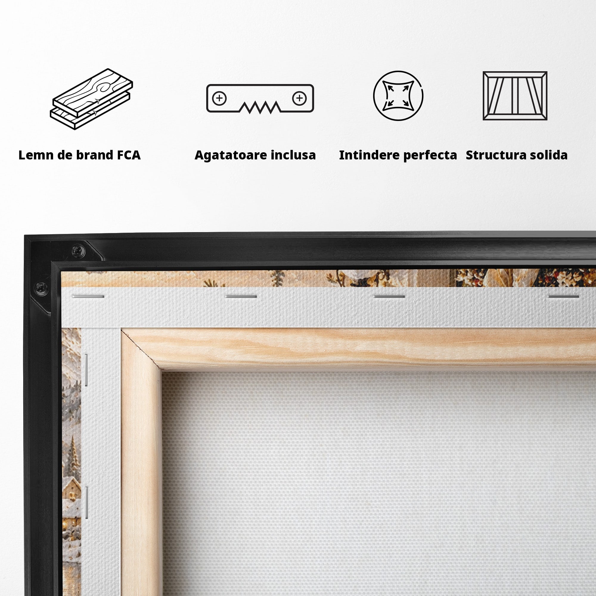 Tablou Canvas Premium LuxCanva® PI1416, Iarna La Usa, Decor, Peisaj, Casa, Natura, Zapada, Culori Vibrante, Living, Dormitor
