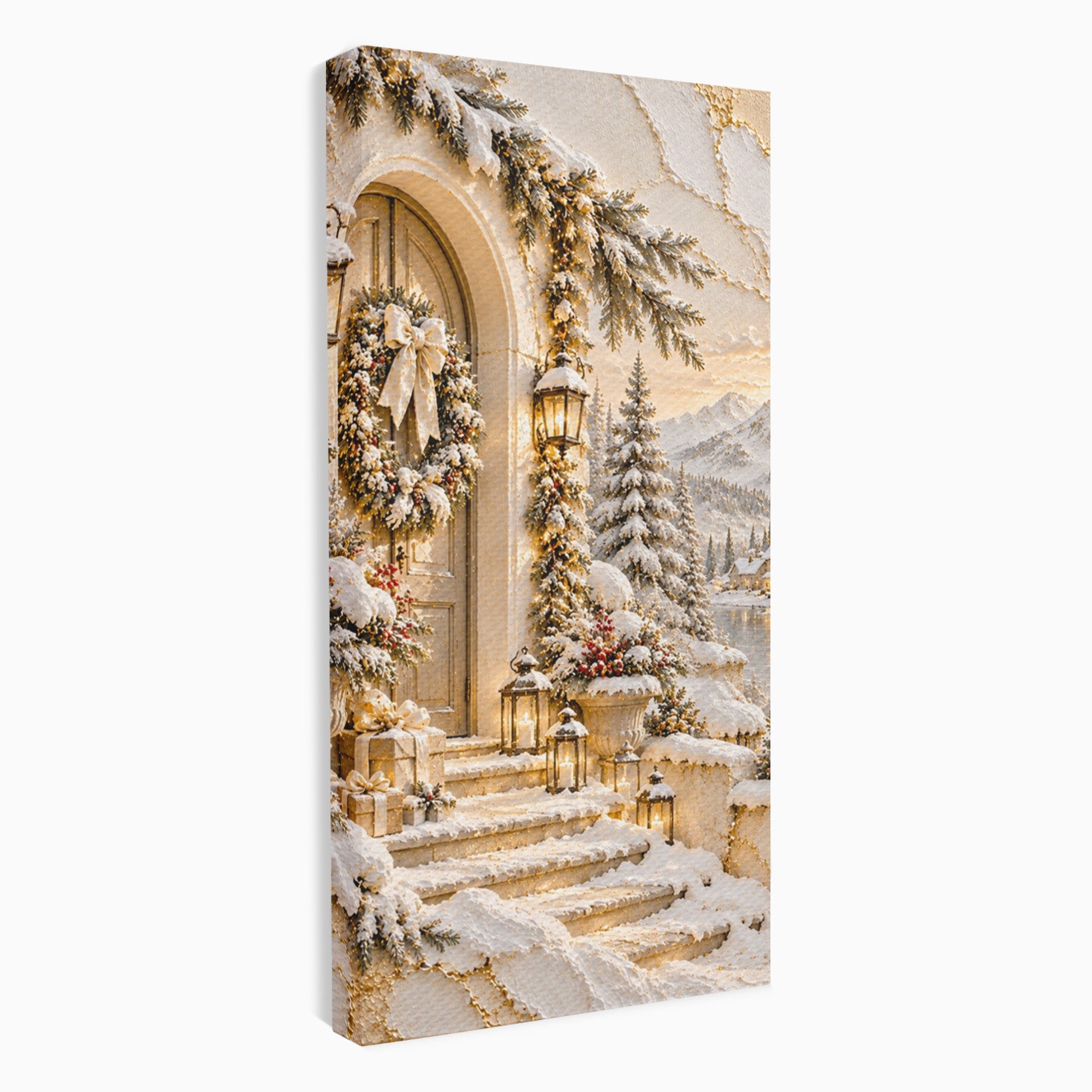 Tablou Canvas Premium LuxCanva® PI1416, Iarna La Usa, Decor, Peisaj, Casa, Natura, Zapada, Culori Vibrante, Living, Dormitor