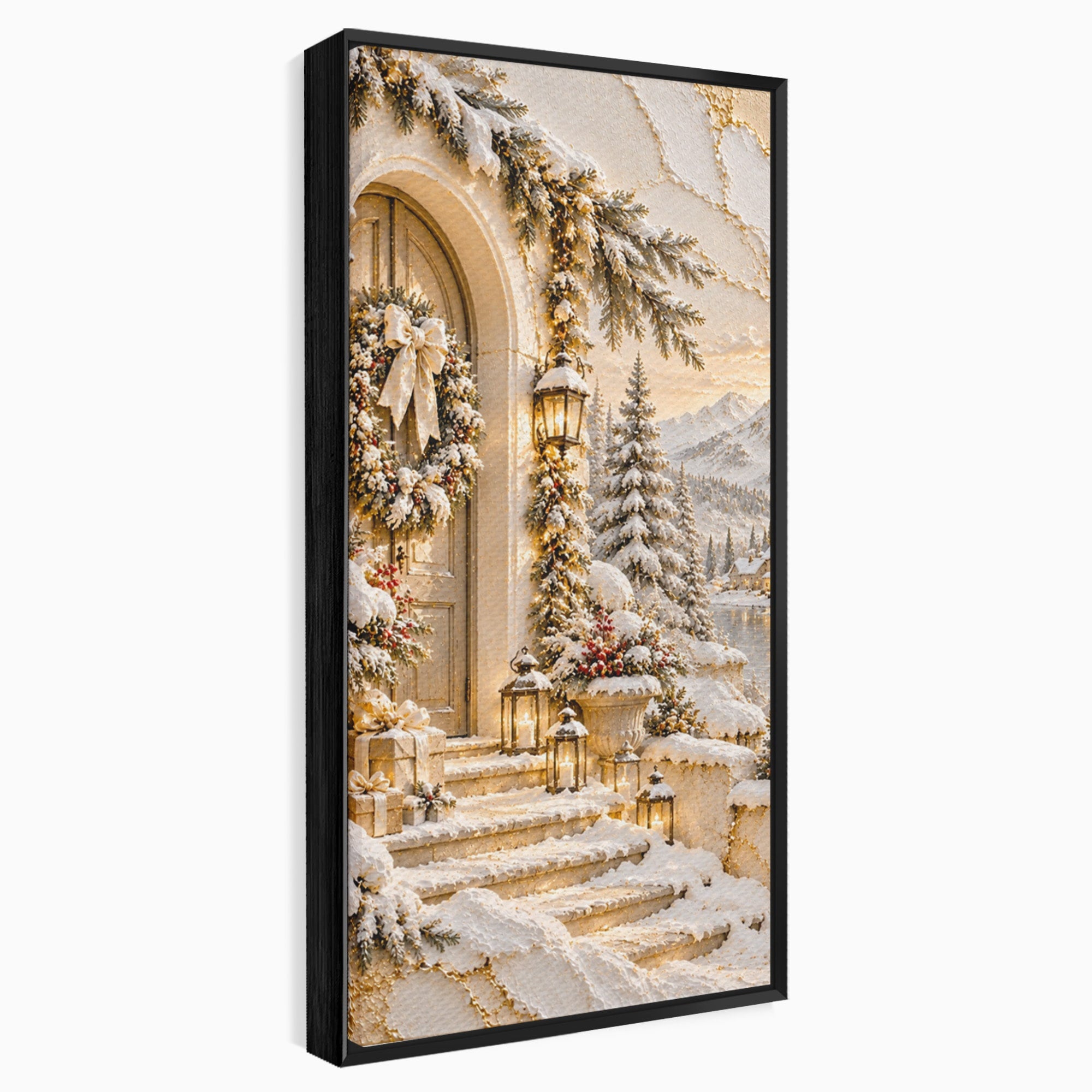 Tablou Canvas Premium LuxCanva® PI1416, Iarna La Usa, Decor, Peisaj, Casa, Natura, Zapada, Culori Vibrante, Living, Dormitor