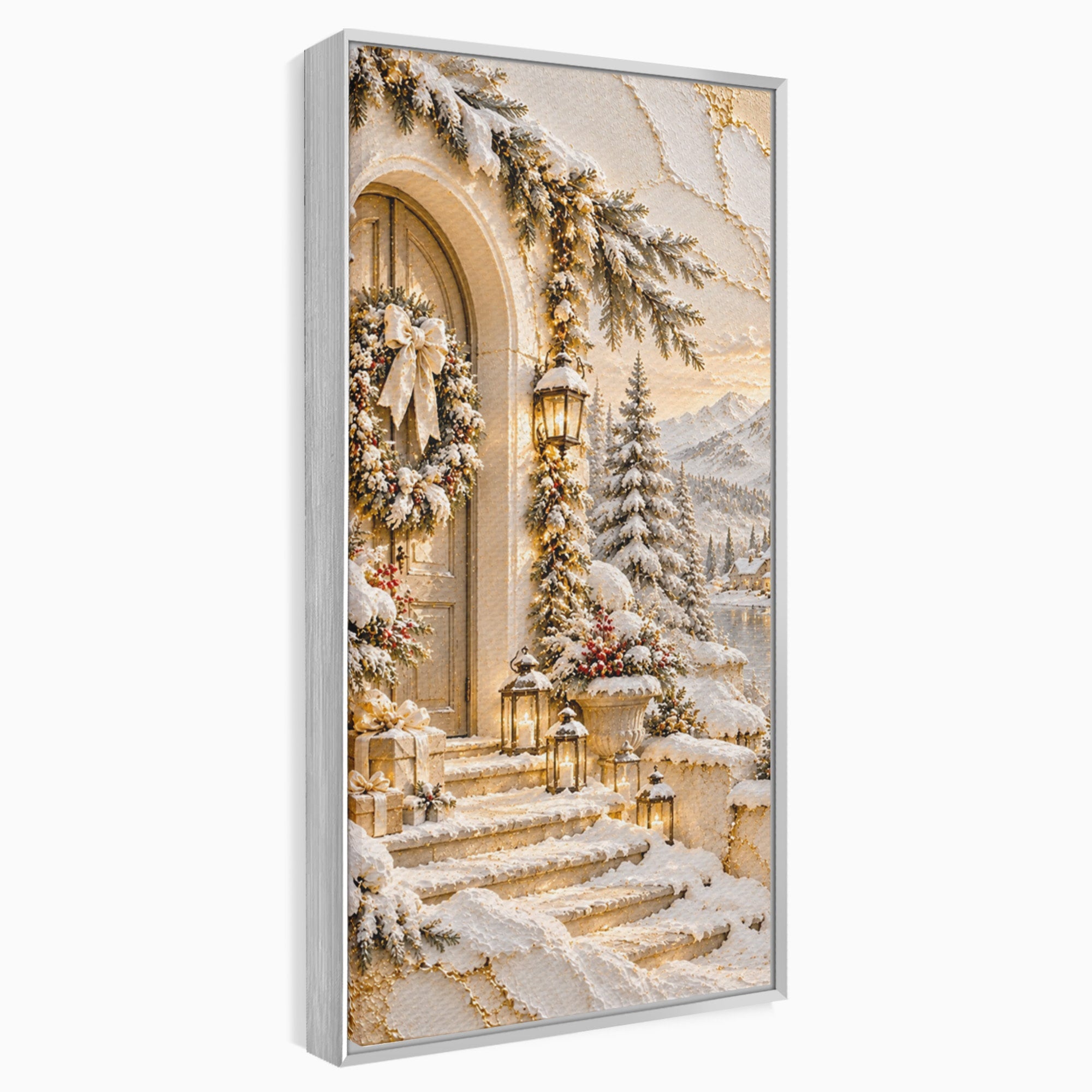 Tablou Canvas Premium LuxCanva® PI1416, Iarna La Usa, Decor, Peisaj, Casa, Natura, Zapada, Culori Vibrante, Living, Dormitor
