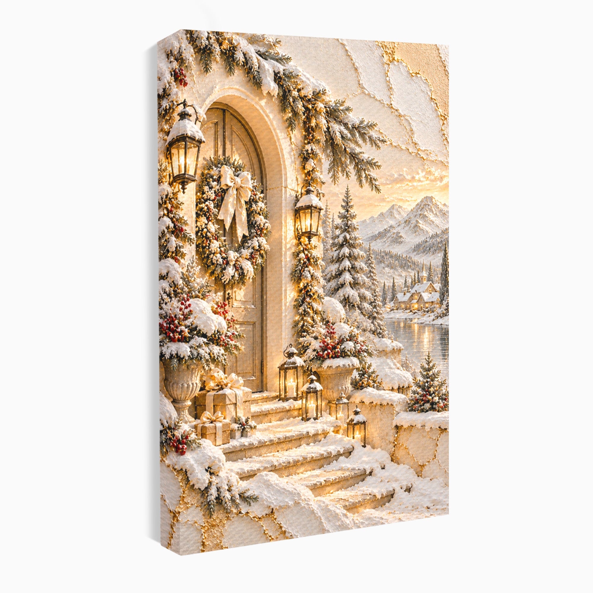Tablou Canvas Premium LuxCanva® PI1416, Iarna La Usa, Decor, Peisaj, Casa, Natura, Zapada, Culori Vibrante, Living, Dormitor