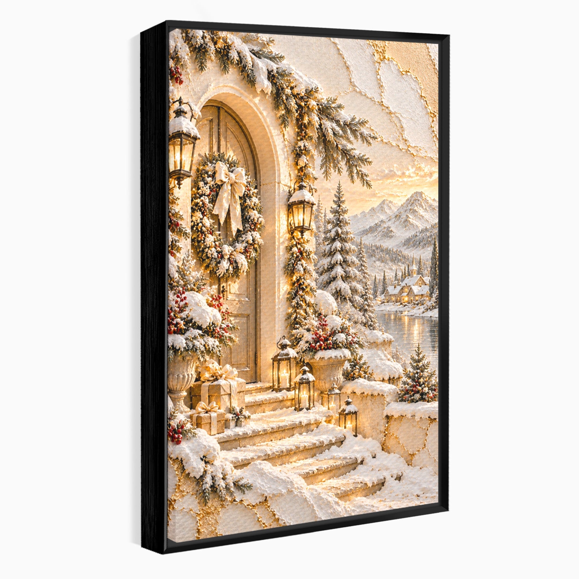 Tablou Canvas Premium LuxCanva® PI1416, Iarna La Usa, Decor, Peisaj, Casa, Natura, Zapada, Culori Vibrante, Living, Dormitor