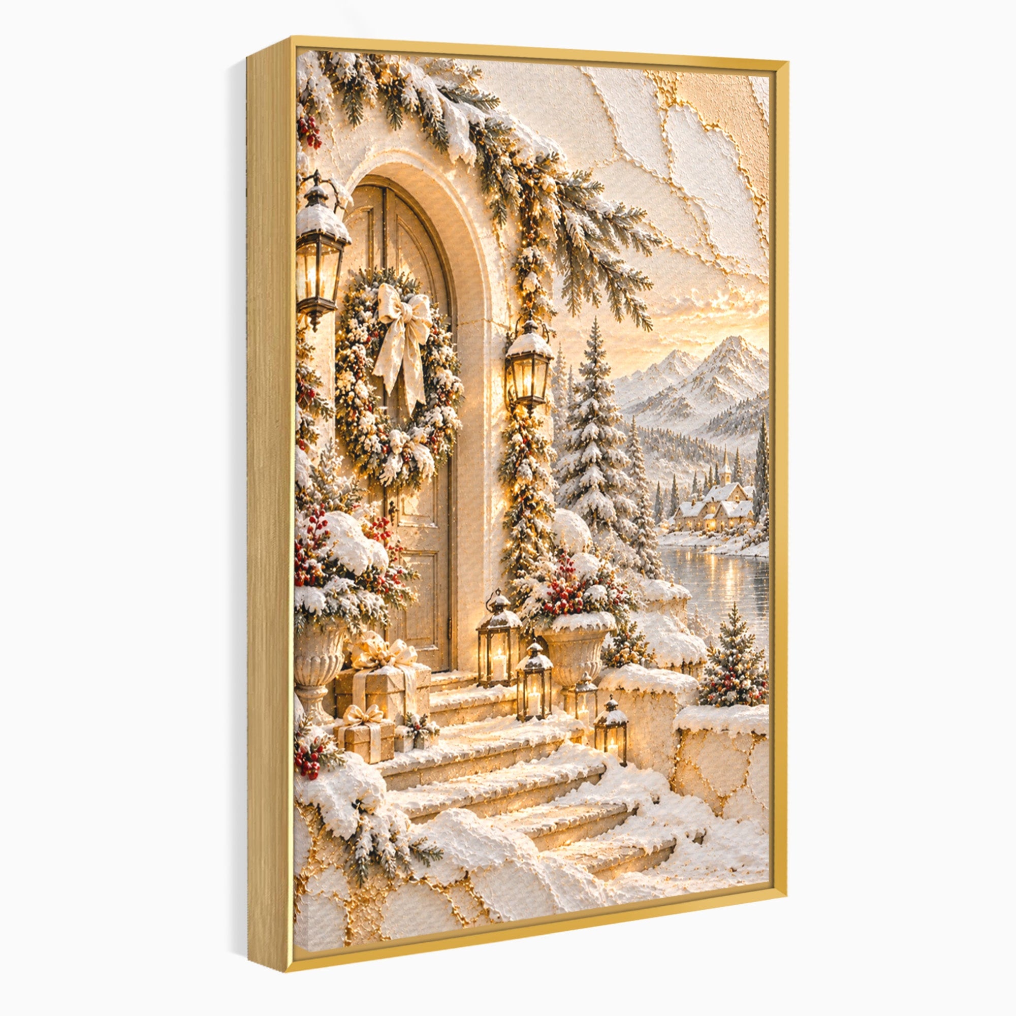 Tablou Canvas Premium LuxCanva® PI1416, Iarna La Usa, Decor, Peisaj, Casa, Natura, Zapada, Culori Vibrante, Living, Dormitor