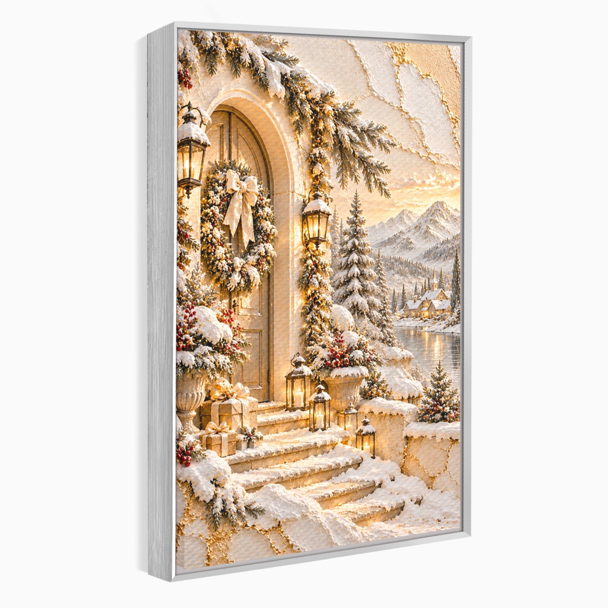 Tablou Canvas Premium LuxCanva® PI1416, Iarna La Usa, Decor, Peisaj, Casa, Natura, Zapada, Culori Vibrante, Living, Dormitor