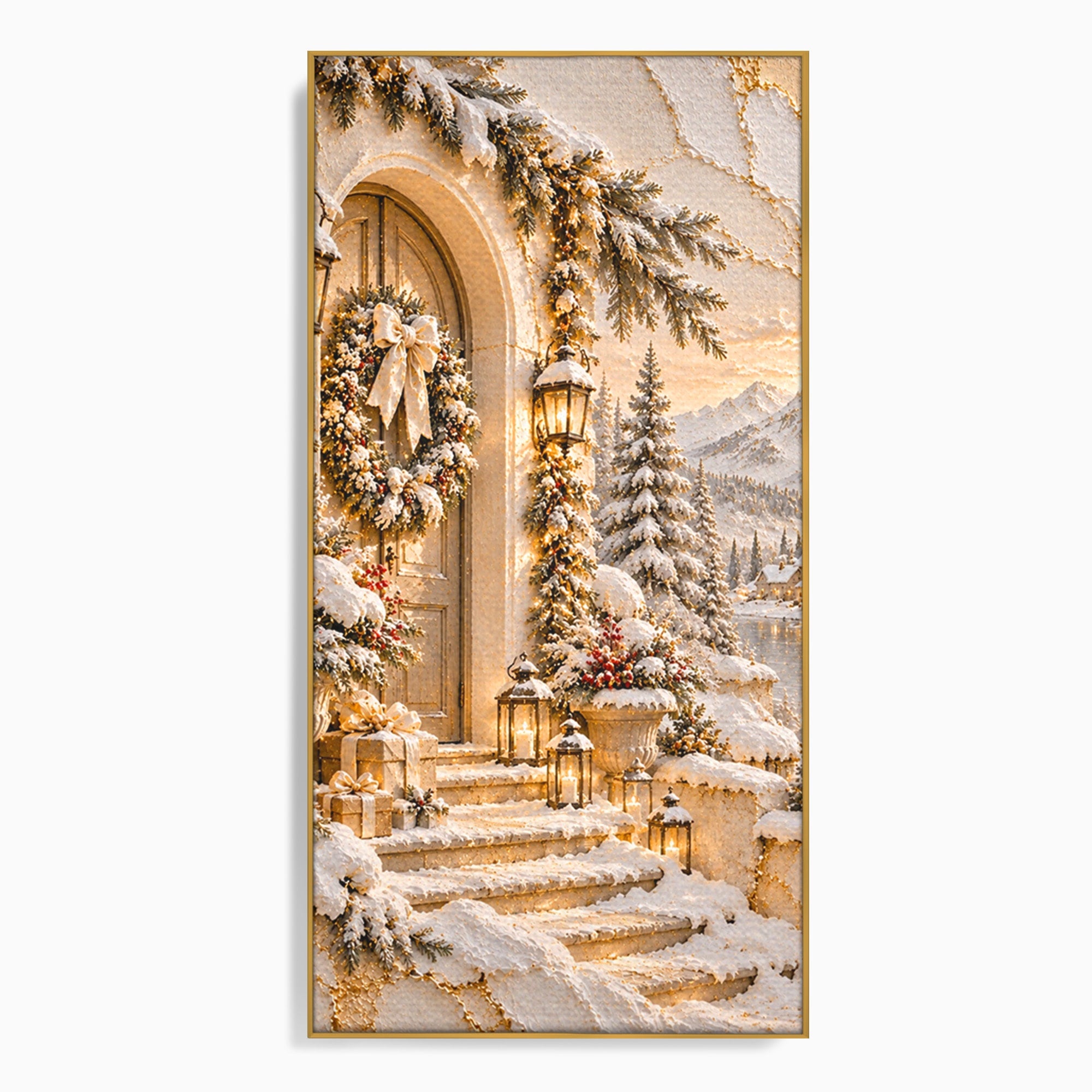 Tablou Canvas Premium LuxCanva® PI1416, Iarna La Usa, Decor, Peisaj, Casa, Natura, Zapada, Culori Vibrante, Living, Dormitor