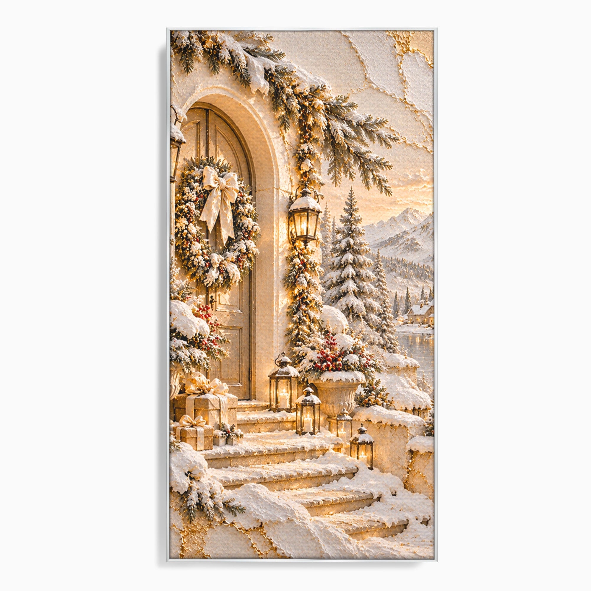 Tablou Canvas Premium LuxCanva® PI1416, Iarna La Usa, Decor, Peisaj, Casa, Natura, Zapada, Culori Vibrante, Living, Dormitor