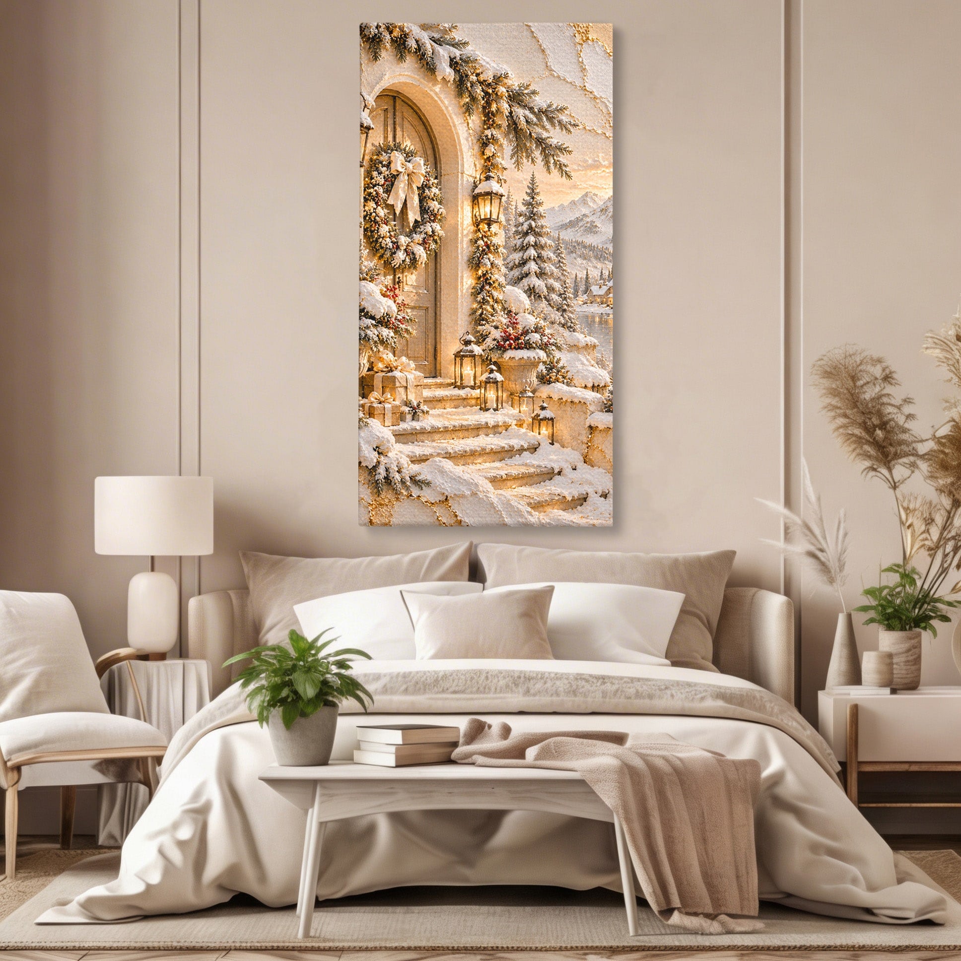 Tablou Canvas Premium LuxCanva® PI1416, Iarna La Usa, Decor, Peisaj, Casa, Natura, Zapada, Culori Vibrante, Living, Dormitor