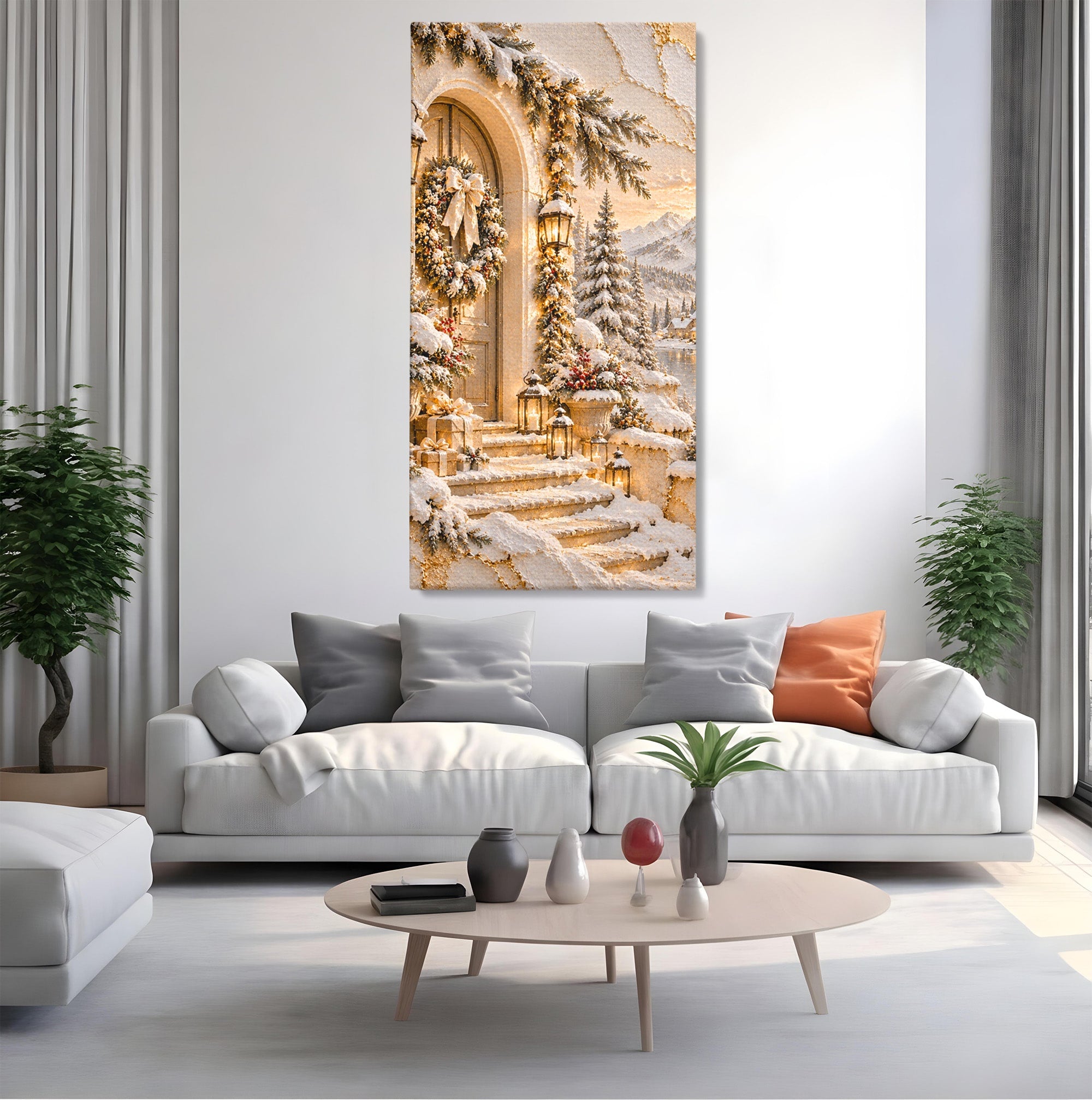 Tablou Canvas Premium LuxCanva® PI1416, Iarna La Usa, Decor, Peisaj, Casa, Natura, Zapada, Culori Vibrante, Living, Dormitor
