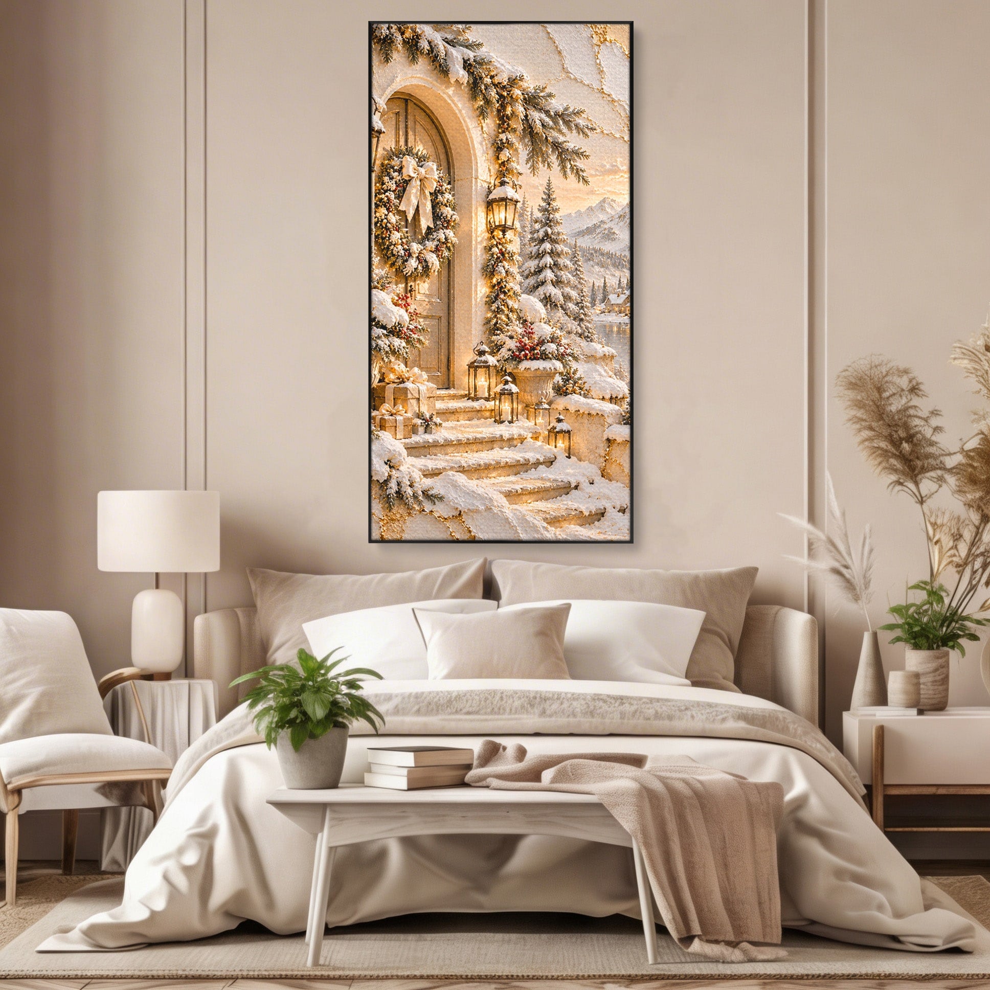 Tablou Canvas Premium LuxCanva® PI1416, Iarna La Usa, Decor, Peisaj, Casa, Natura, Zapada, Culori Vibrante, Living, Dormitor